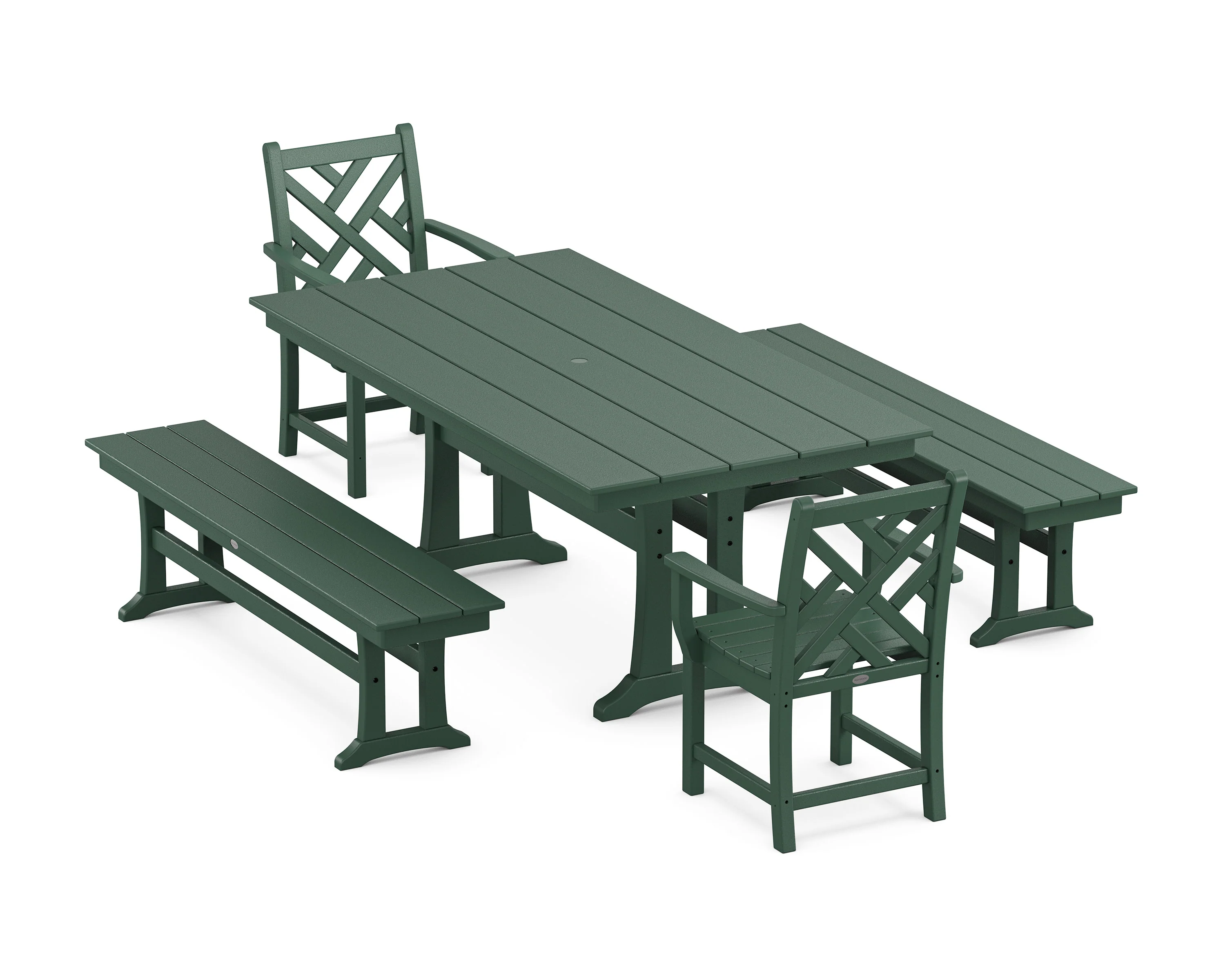 Chippendale 5-Piece Farmhouse Dining Set With Trestle Legs - Image 7
