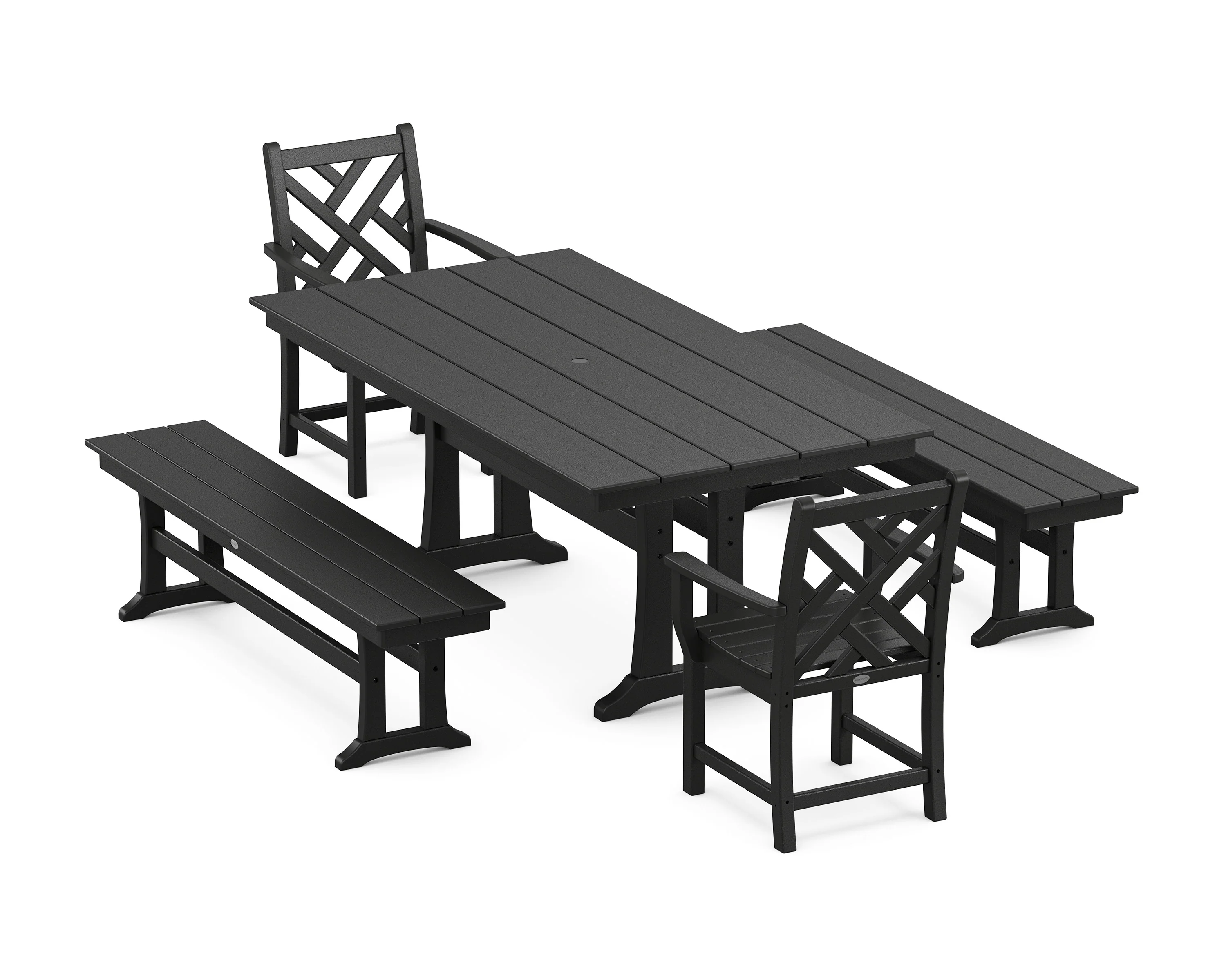 Chippendale 5-Piece Farmhouse Dining Set With Trestle Legs - Image 8