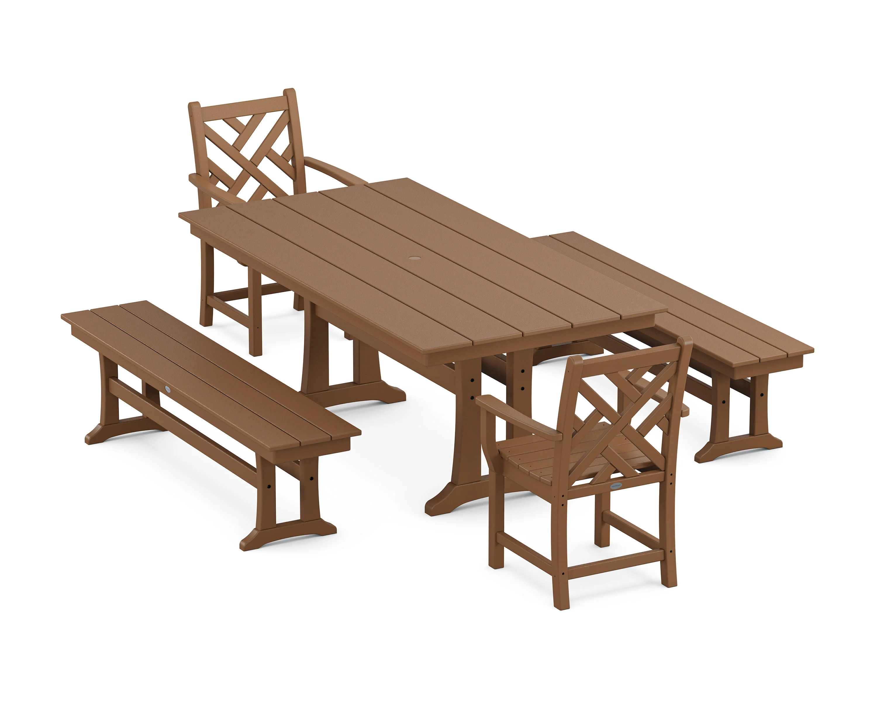 Chippendale 5-Piece Farmhouse Dining Set With Trestle Legs - Image 9