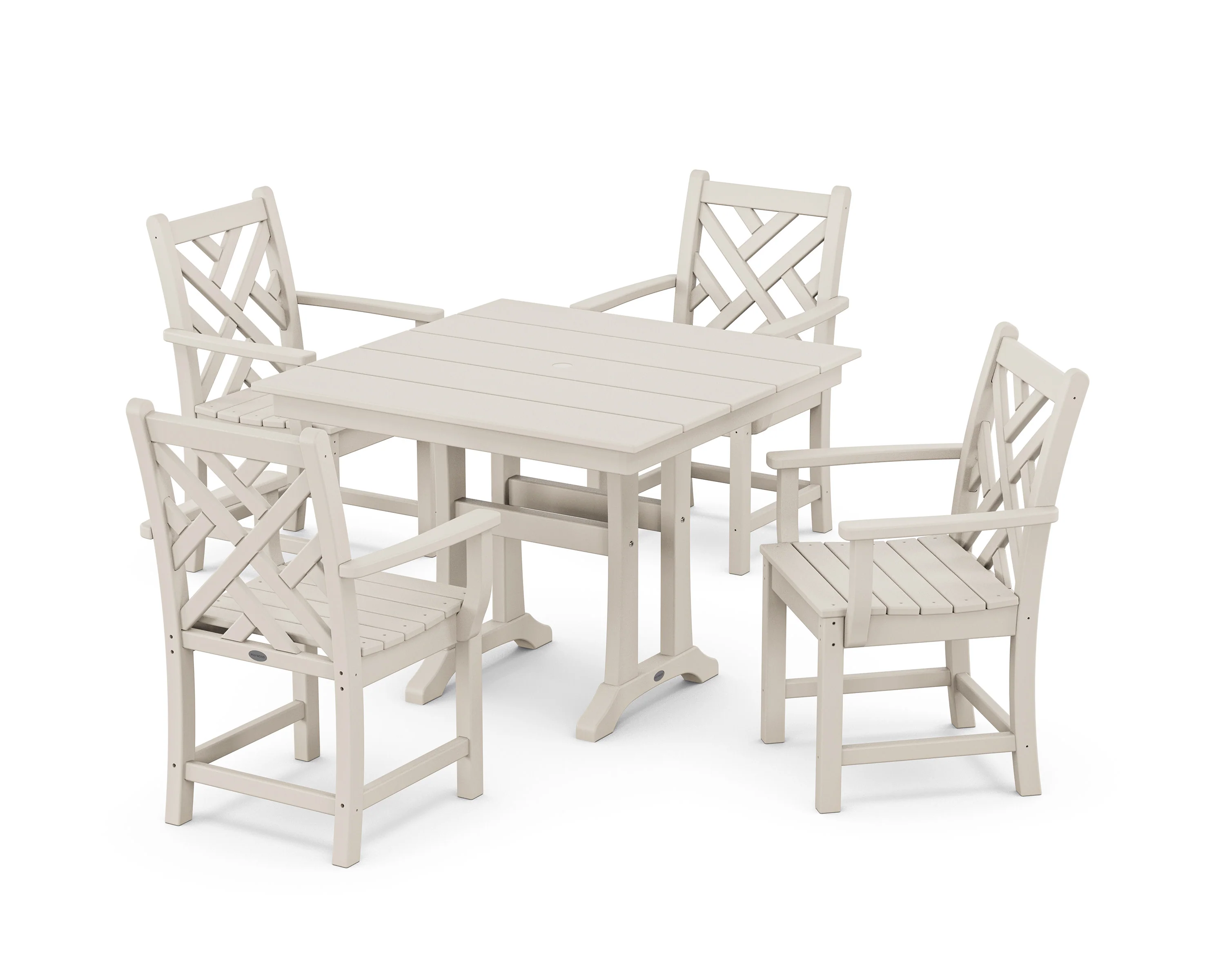 Chippendale 5-Piece Farmhouse Trestle Arm Chair Dining Set - Image 5