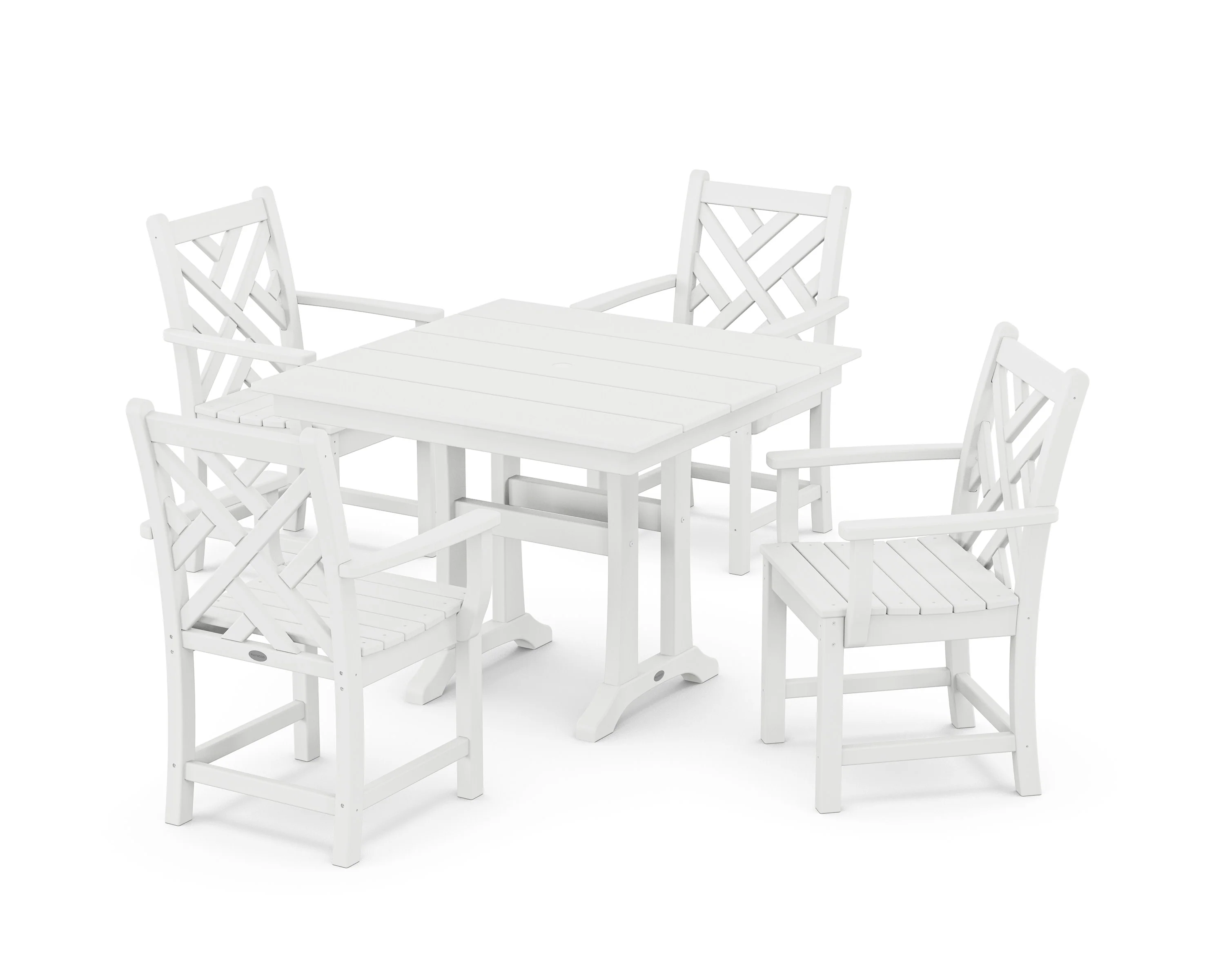 Chippendale 5-Piece Farmhouse Trestle Arm Chair Dining Set - Image 6