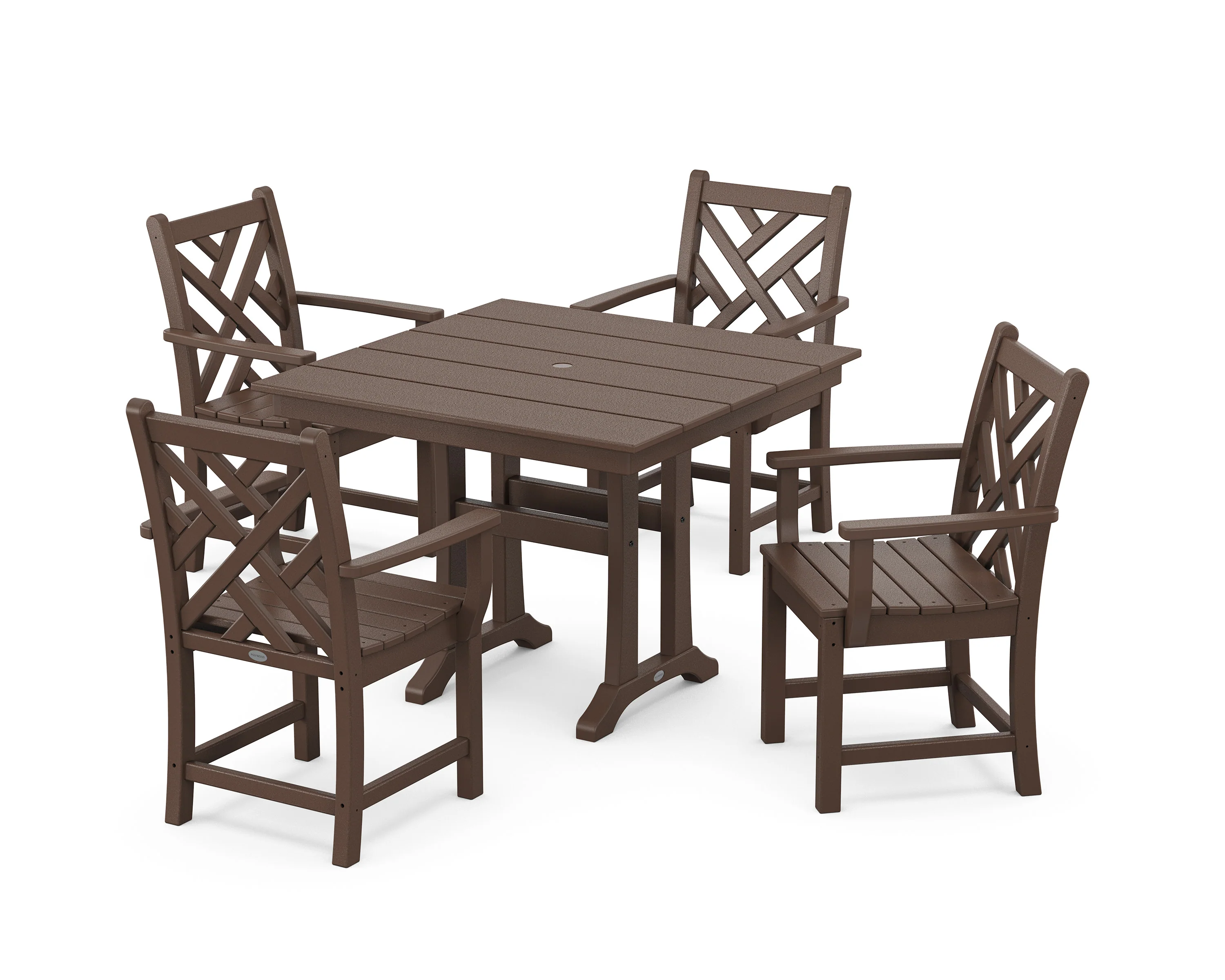 Chippendale 5-Piece Farmhouse Trestle Arm Chair Dining Set - Image 7