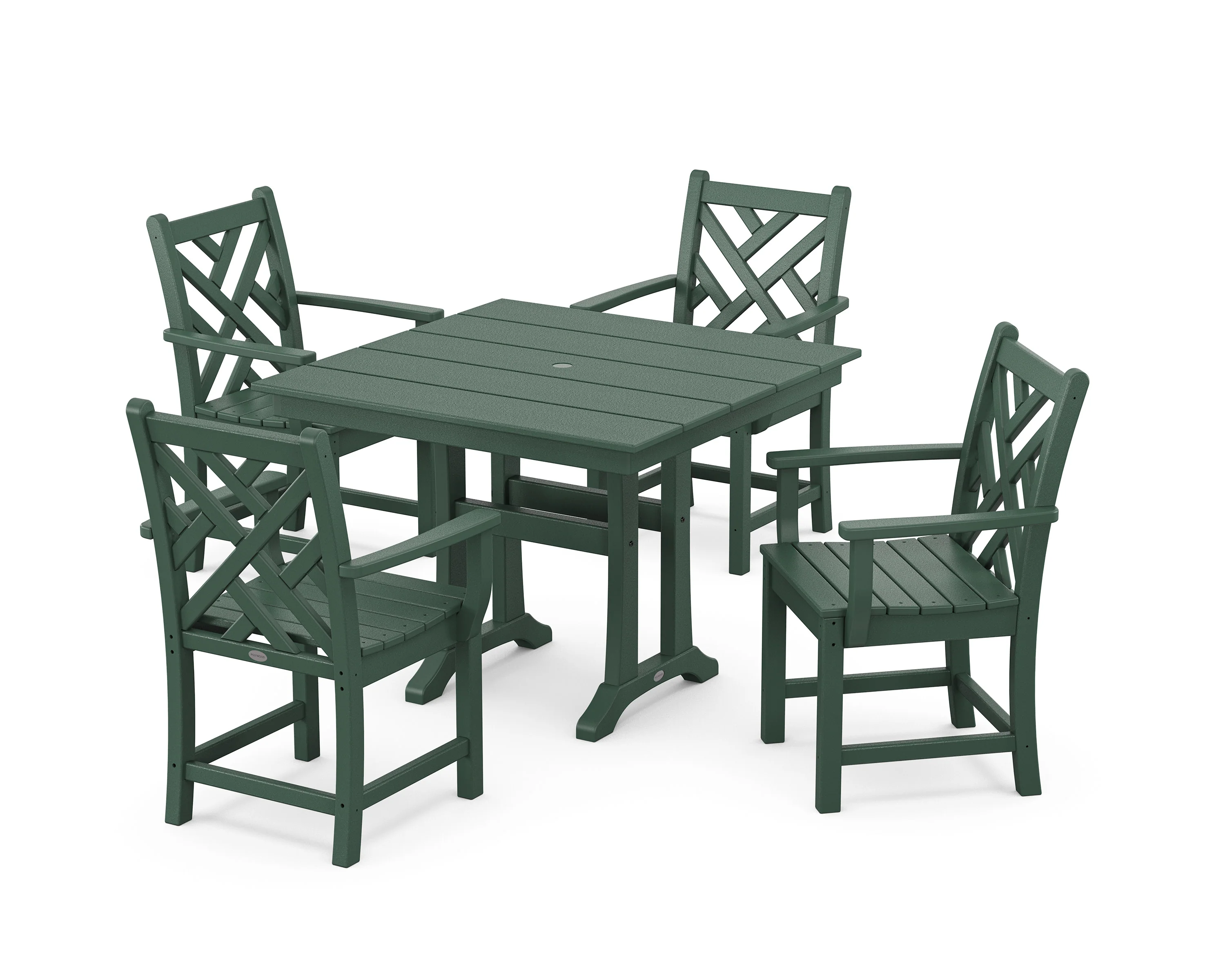 Chippendale 5-Piece Farmhouse Trestle Arm Chair Dining Set - Image 8