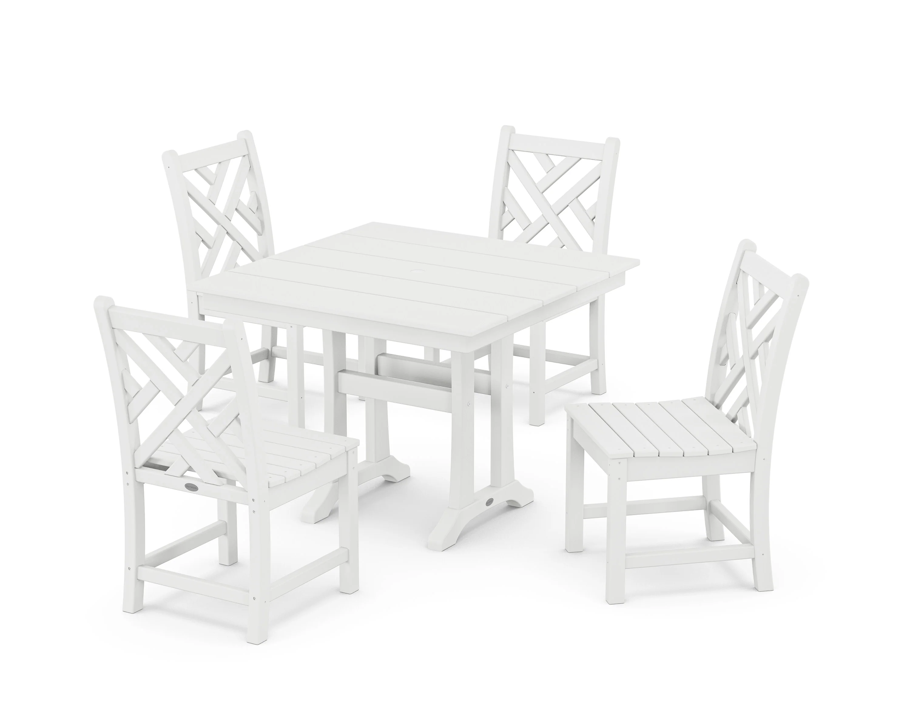 Chippendale 5-Piece Farmhouse Trestle Side Chair Dining Set - Image 9