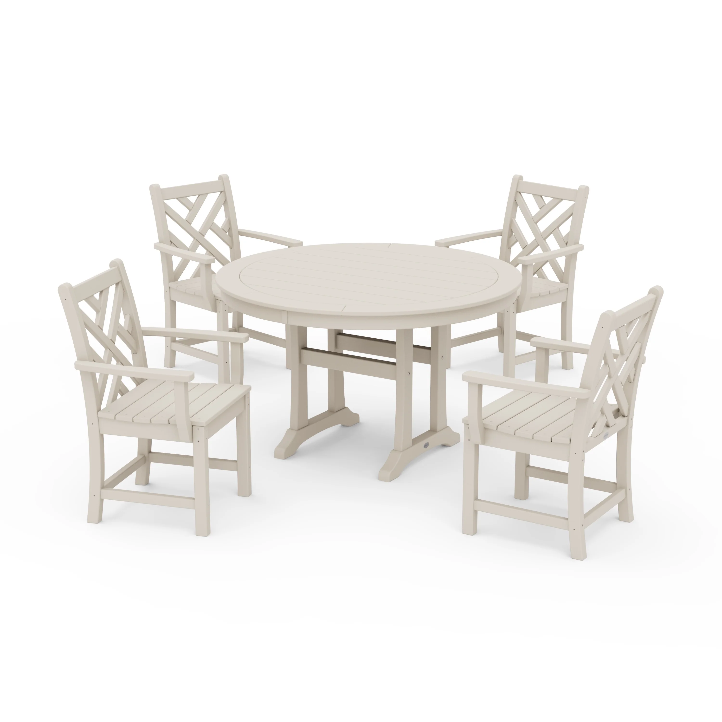 Chippendale 5-Piece Nautical Trestle Dining Arm Chair Set - Image 5