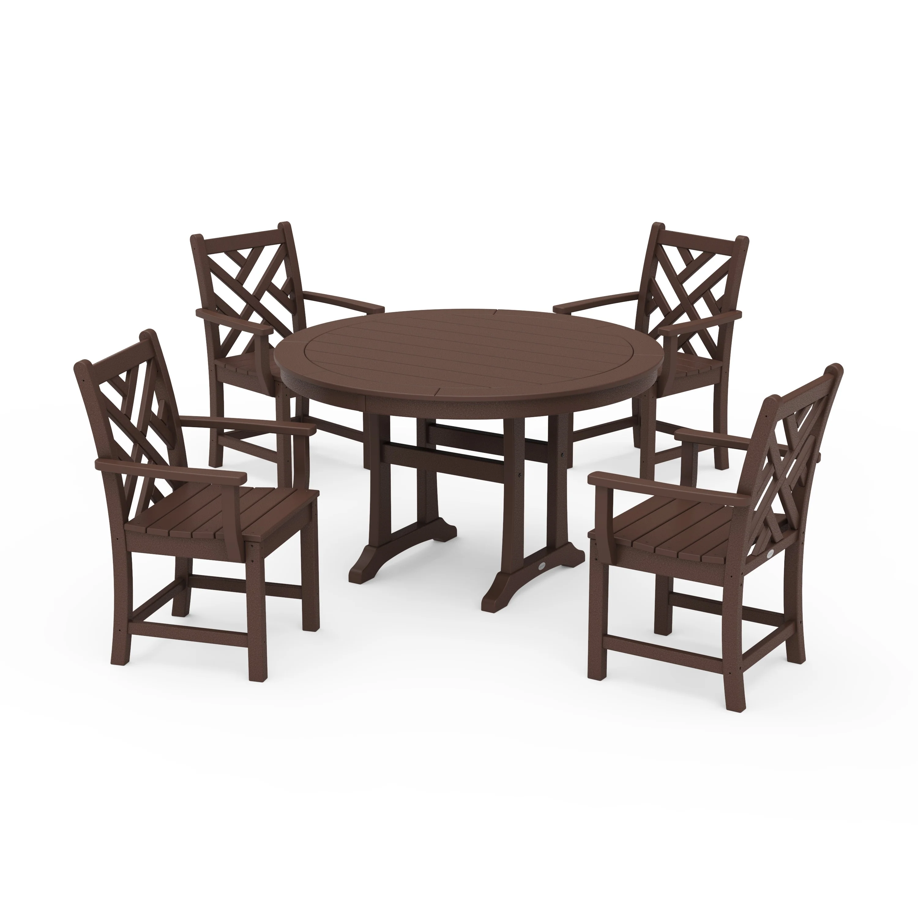 Chippendale 5-Piece Nautical Trestle Dining Arm Chair Set - Image 8