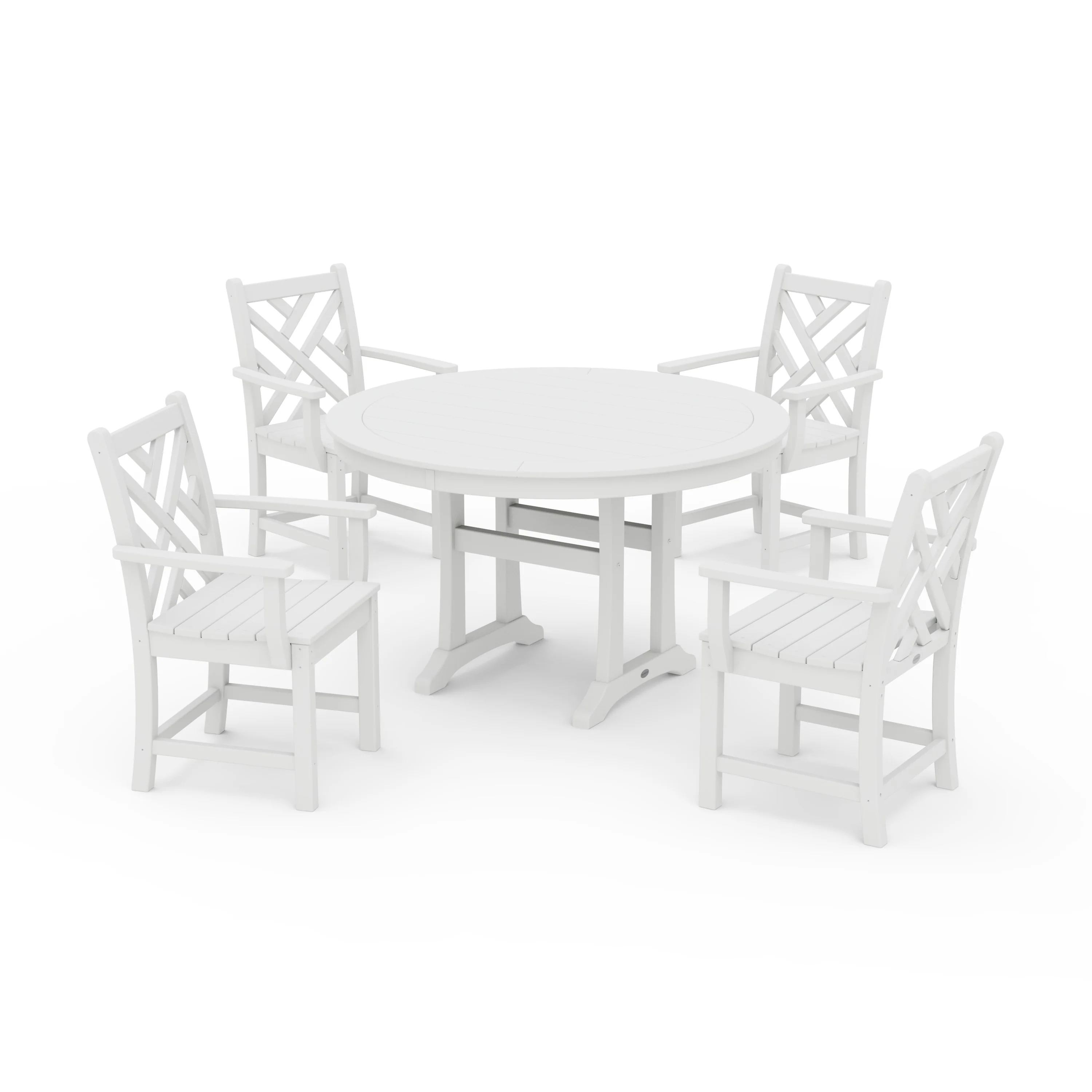 Chippendale 5-Piece Nautical Trestle Dining Arm Chair Set - Image 9