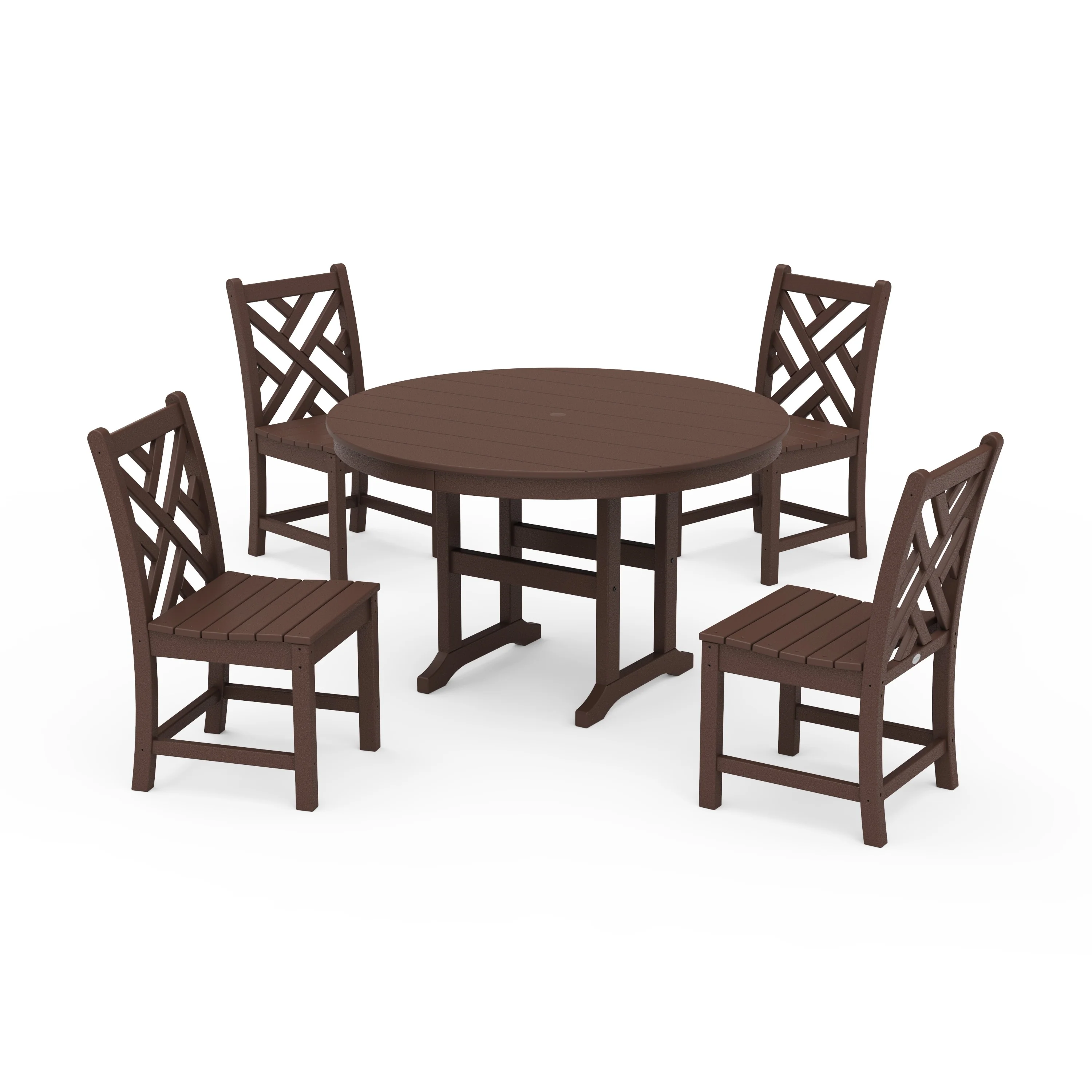 Chippendale 5-Piece Round Farmhouse Side Chair Dining Set - Image 4