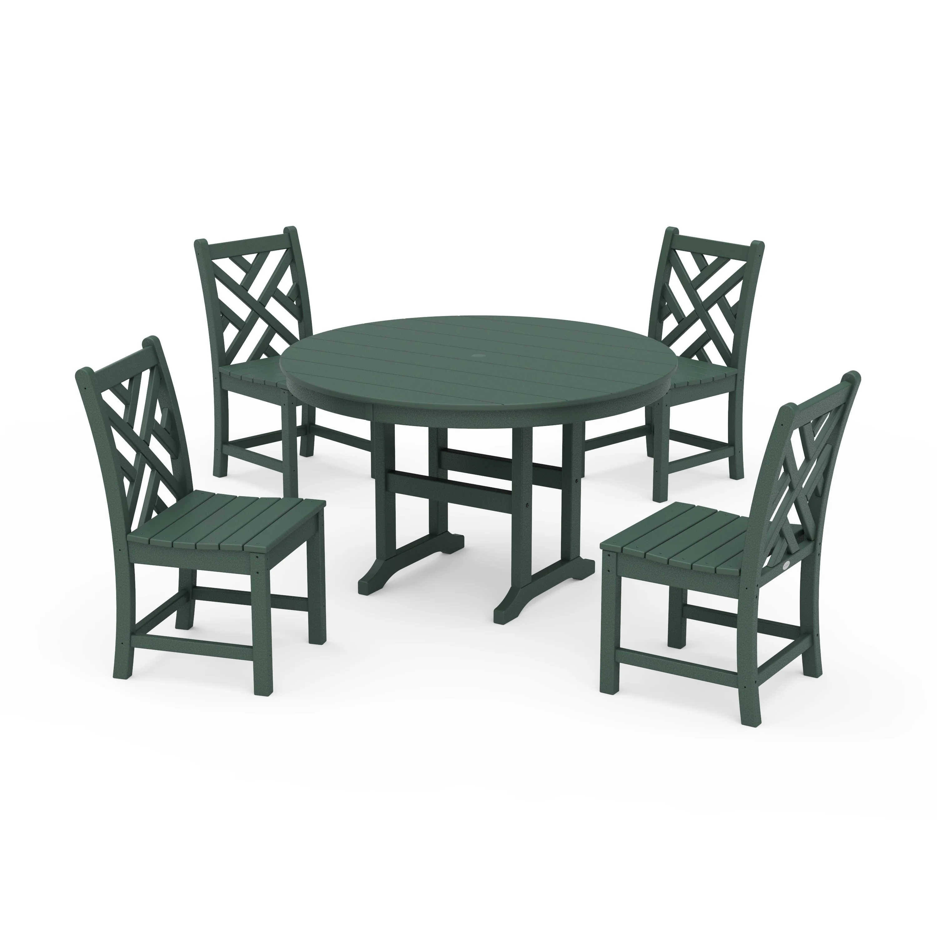 Chippendale 5-Piece Round Farmhouse Side Chair Dining Set - Image 7