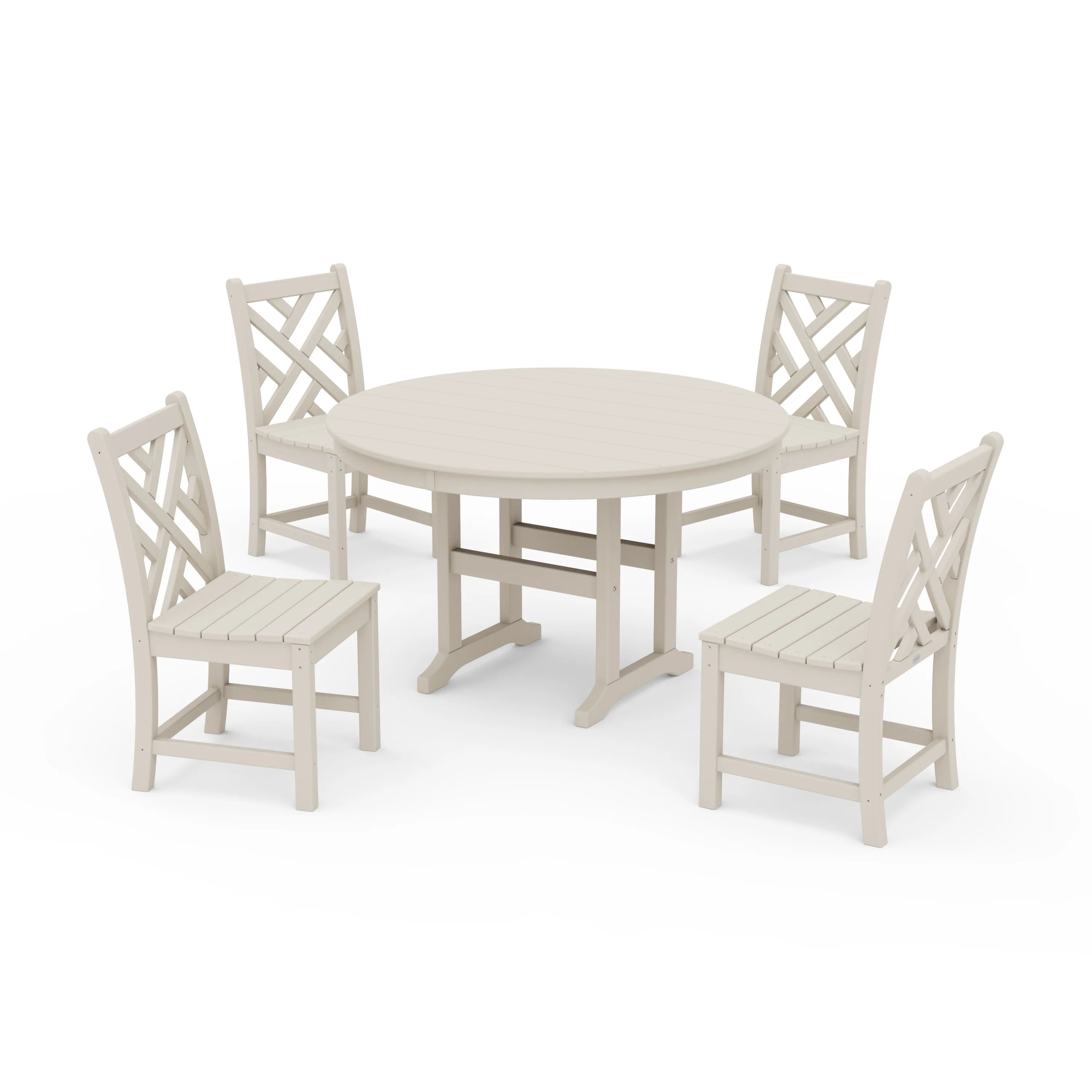 Chippendale 5-Piece Round Farmhouse Side Chair Dining Set - Image 9