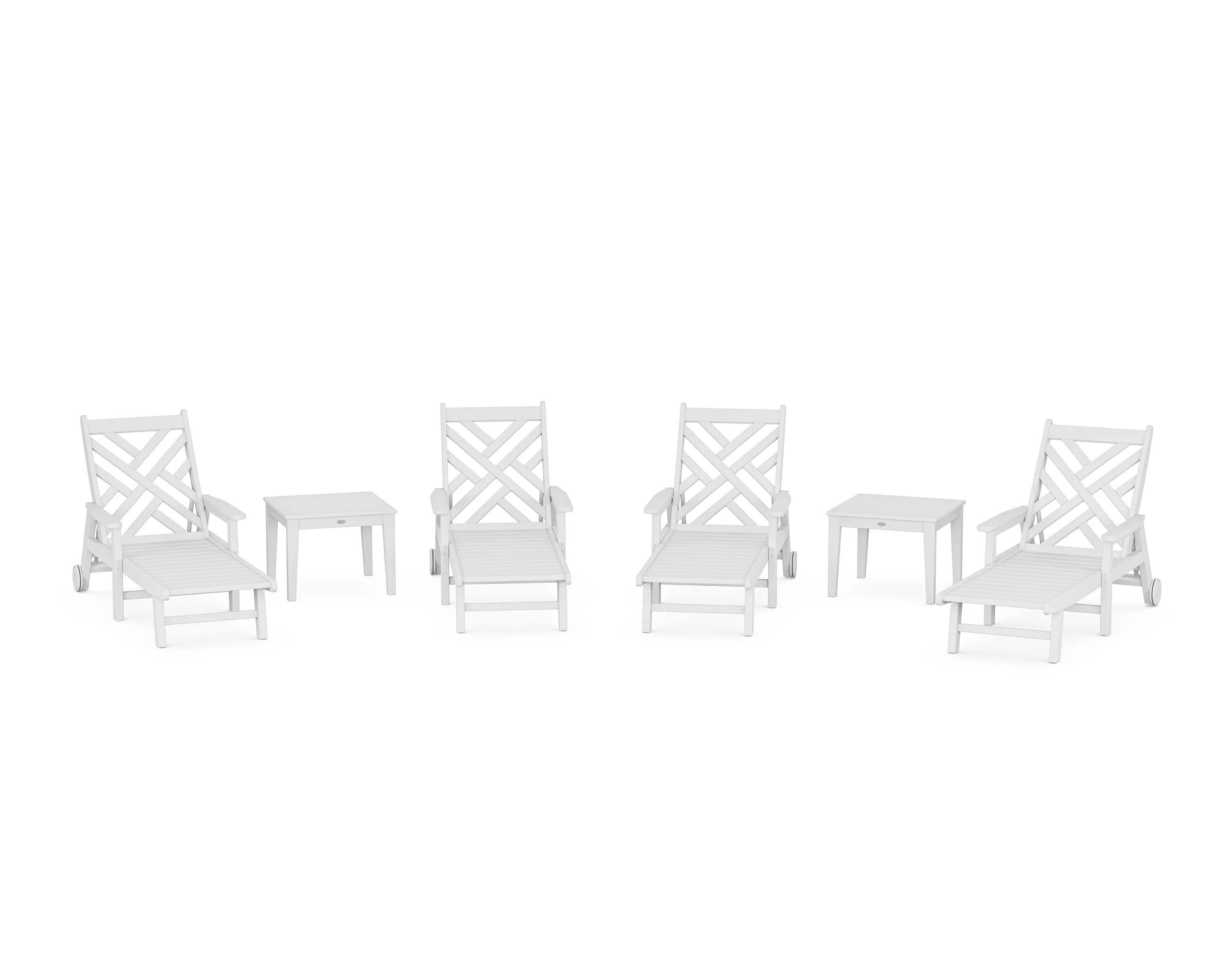 Chippendale 6-Piece Chaise Set with Arms and Wheels - Image 4