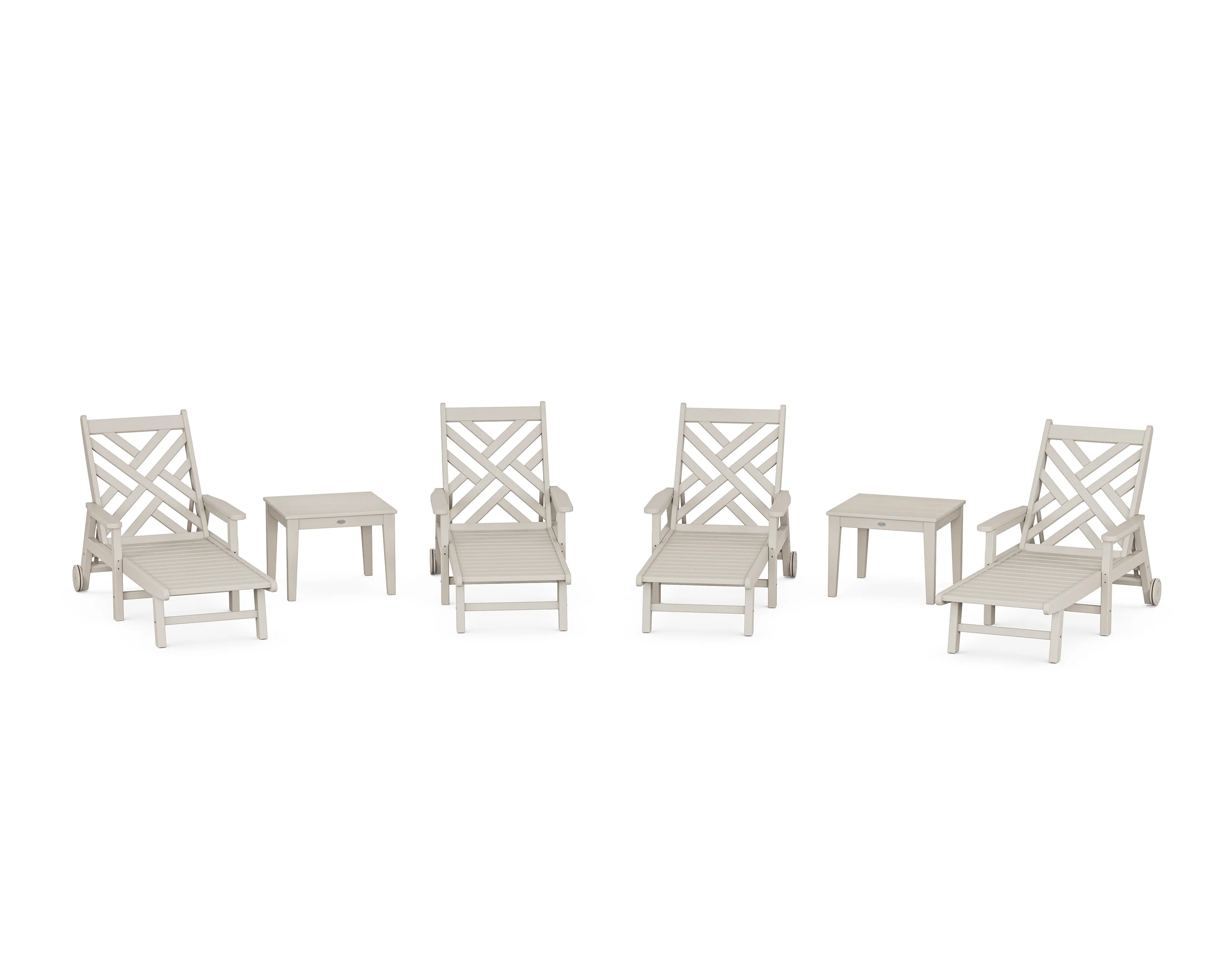 Chippendale 6-Piece Chaise Set with Arms and Wheels - Image 5