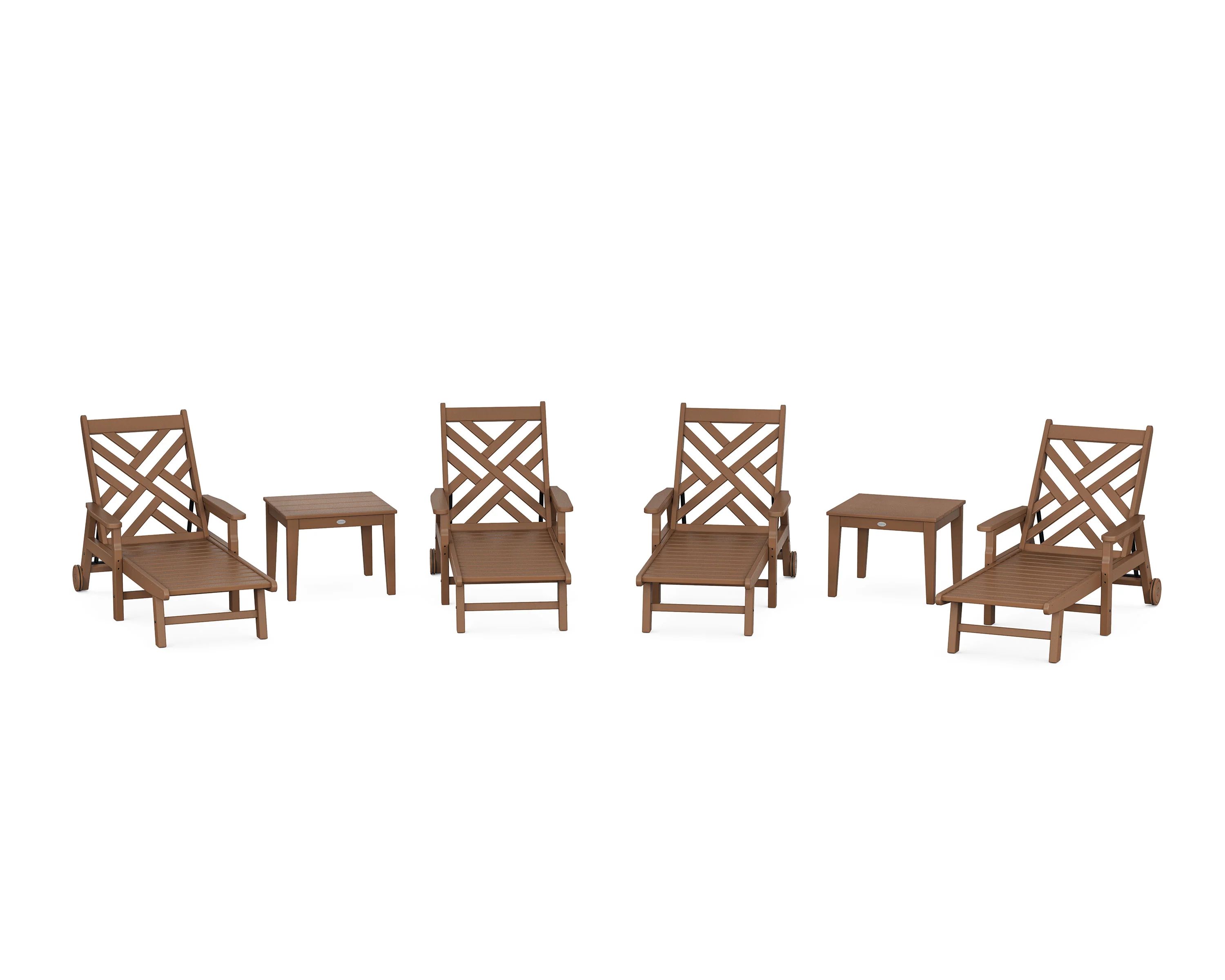 Chippendale 6-Piece Chaise Set with Arms and Wheels - Image 6