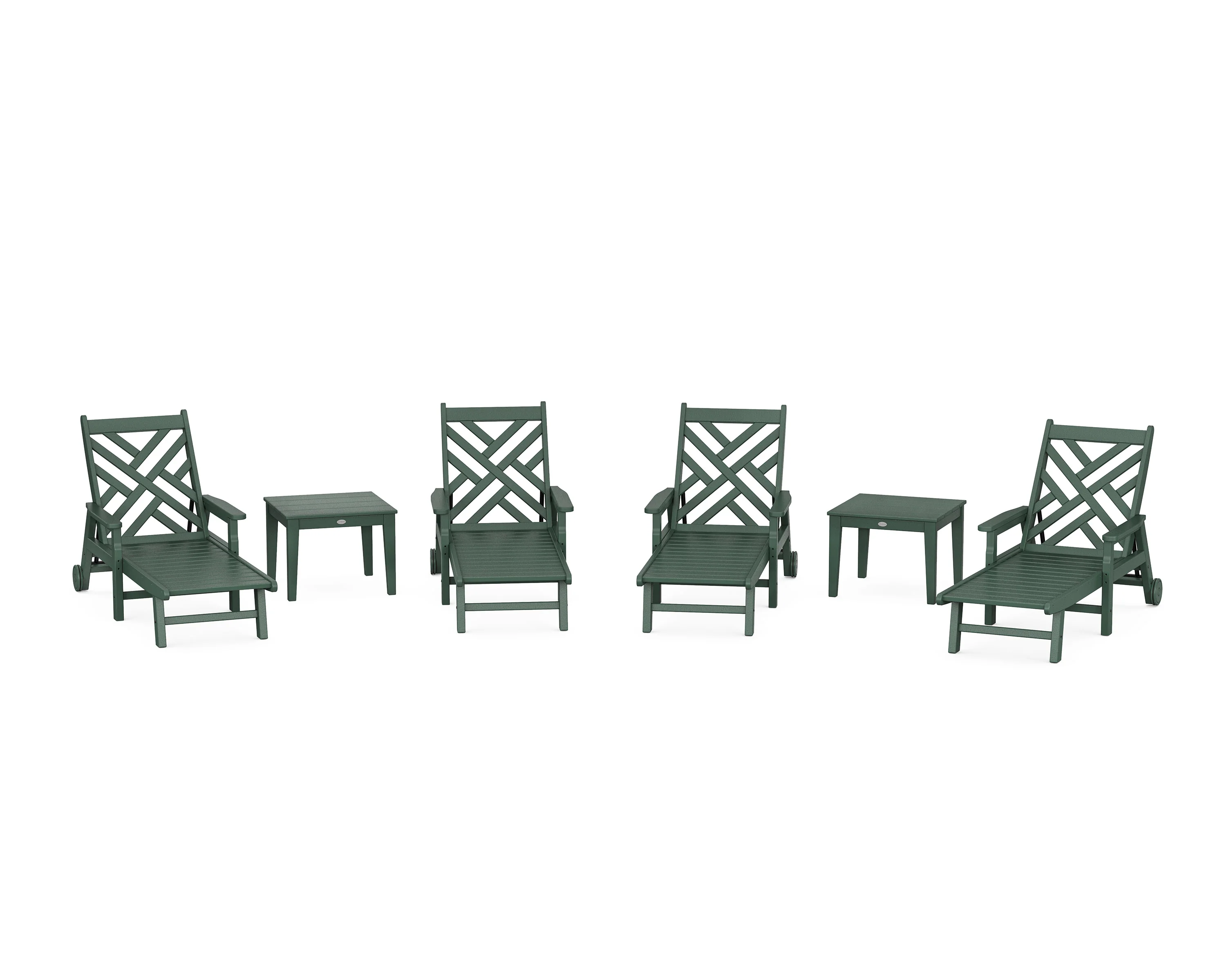 Chippendale 6-Piece Chaise Set with Arms and Wheels - Image 7