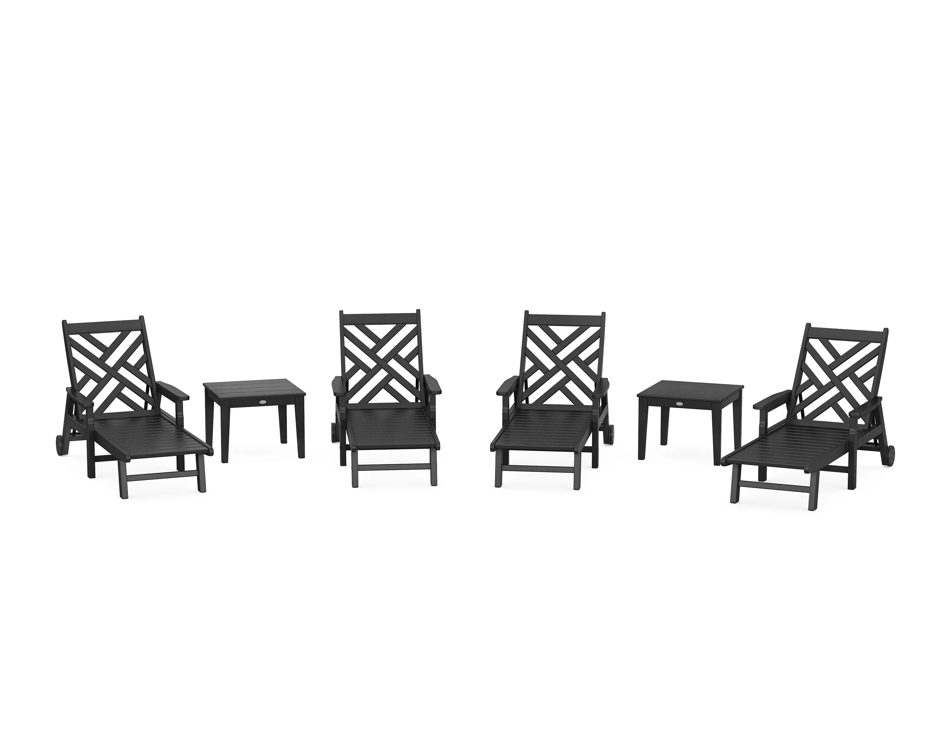 Chippendale 6-Piece Chaise Set with Arms and Wheels - Image 8