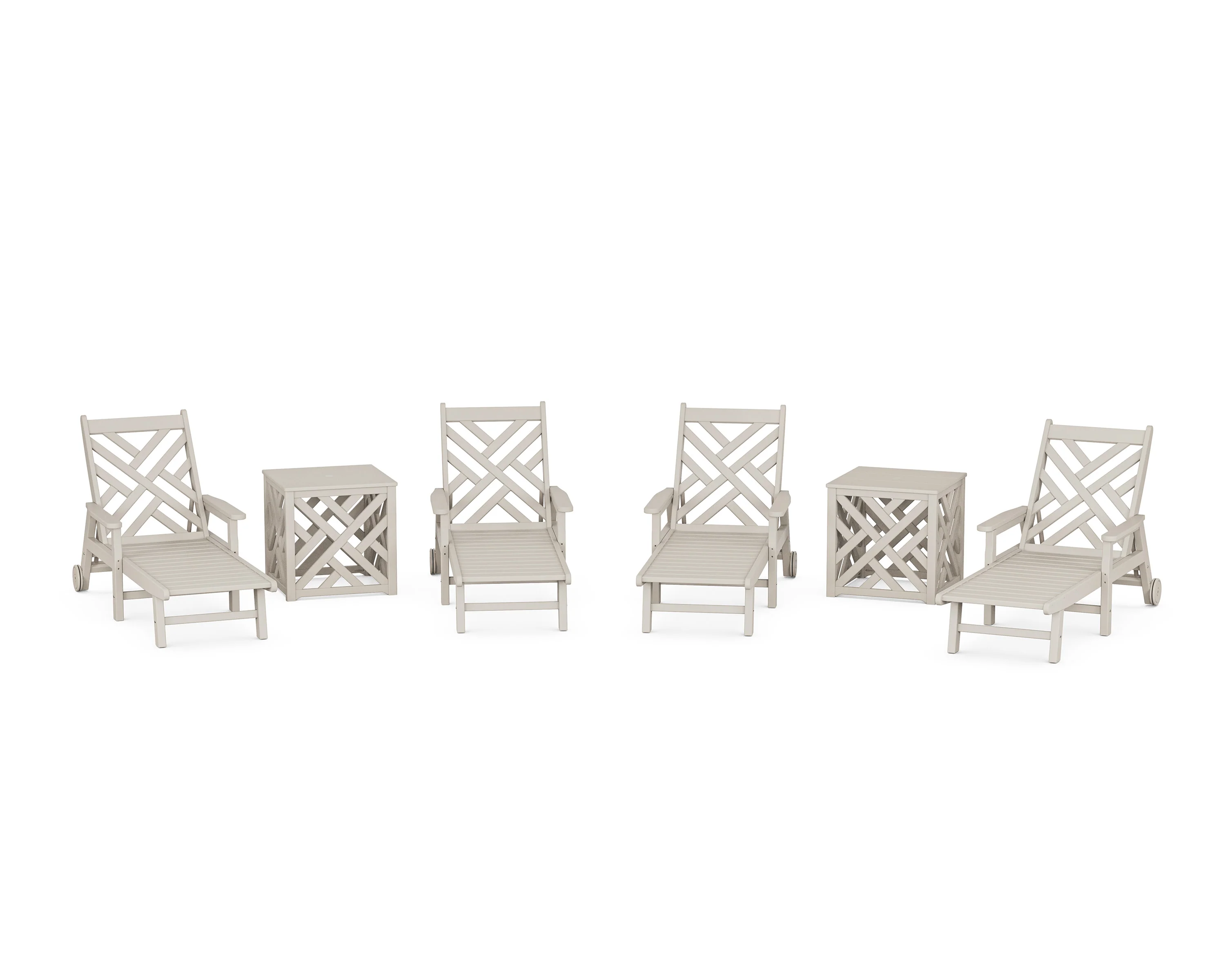 Chippendale 6-Piece Chaise Set with Umbrella Stand Accent Table - Image 3
