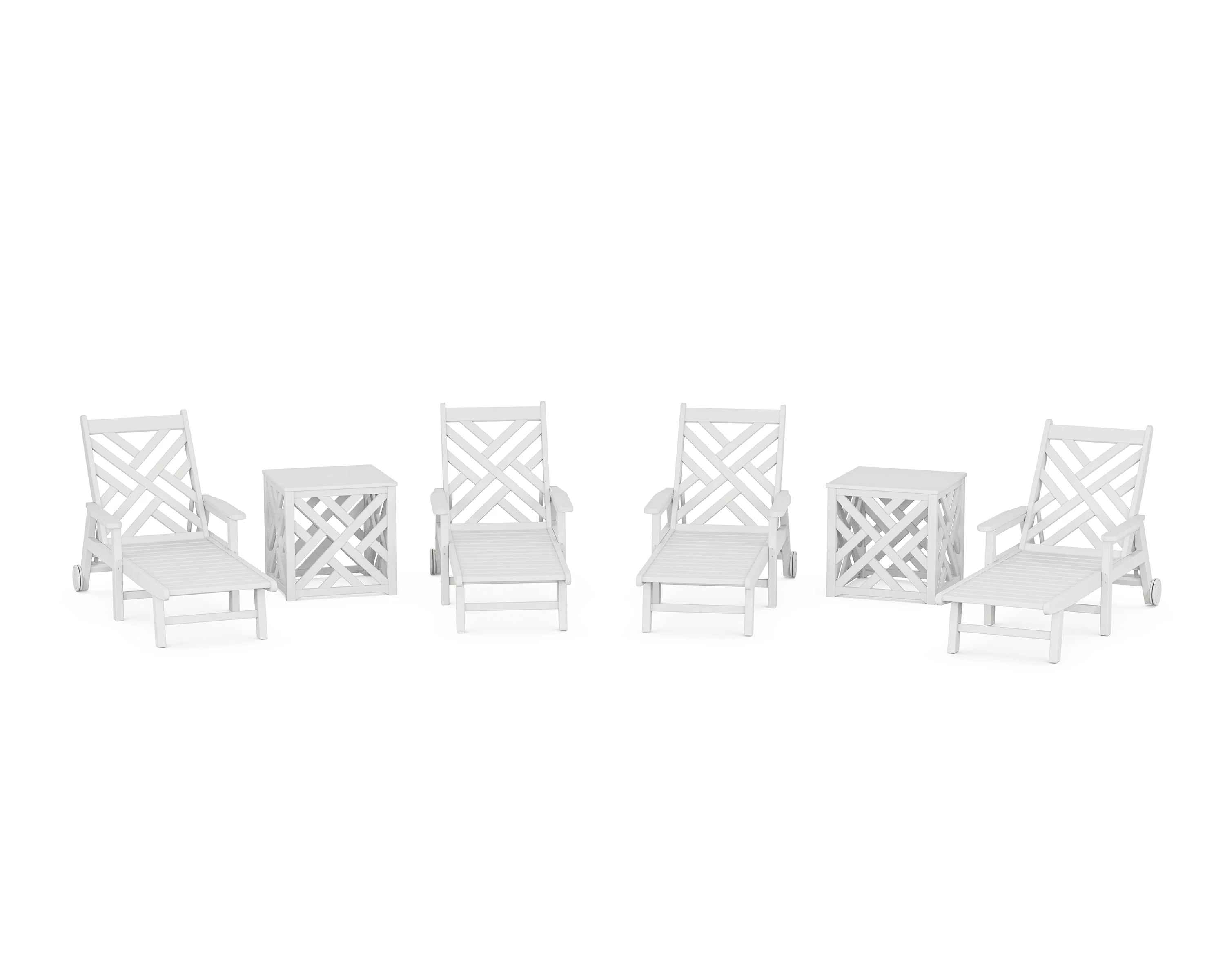 Chippendale 6-Piece Chaise Set with Umbrella Stand Accent Table - Image 4