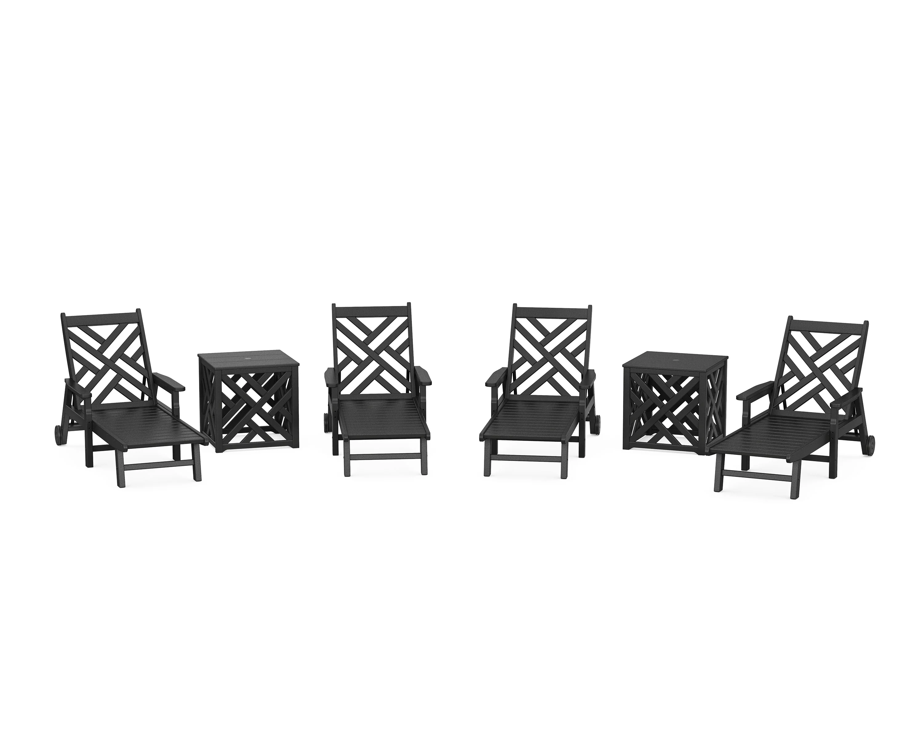 Chippendale 6-Piece Chaise Set with Umbrella Stand Accent Table - Image 5