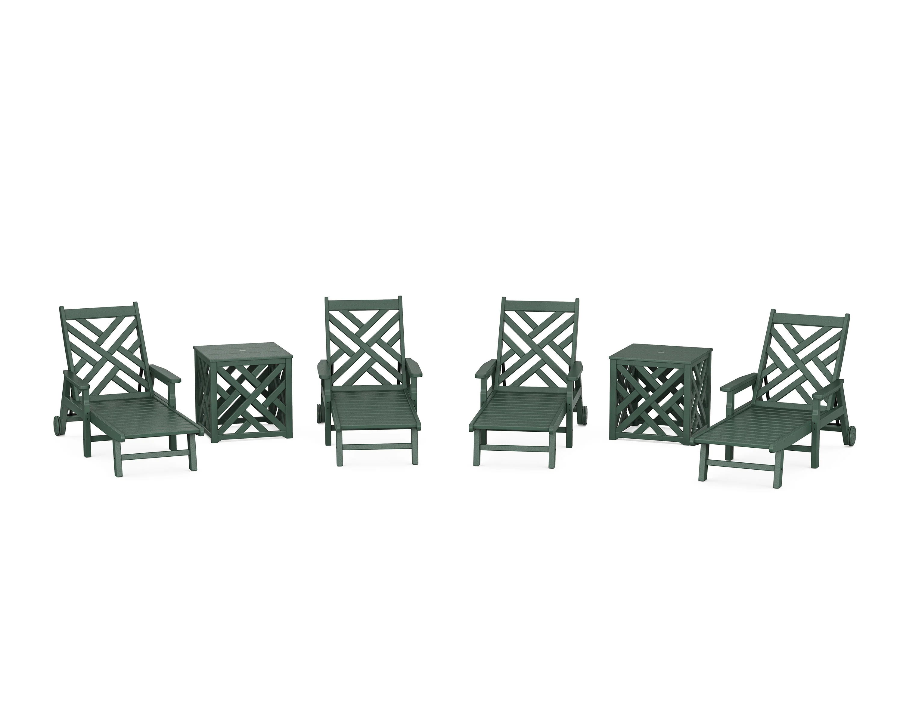 Chippendale 6-Piece Chaise Set with Umbrella Stand Accent Table - Image 6
