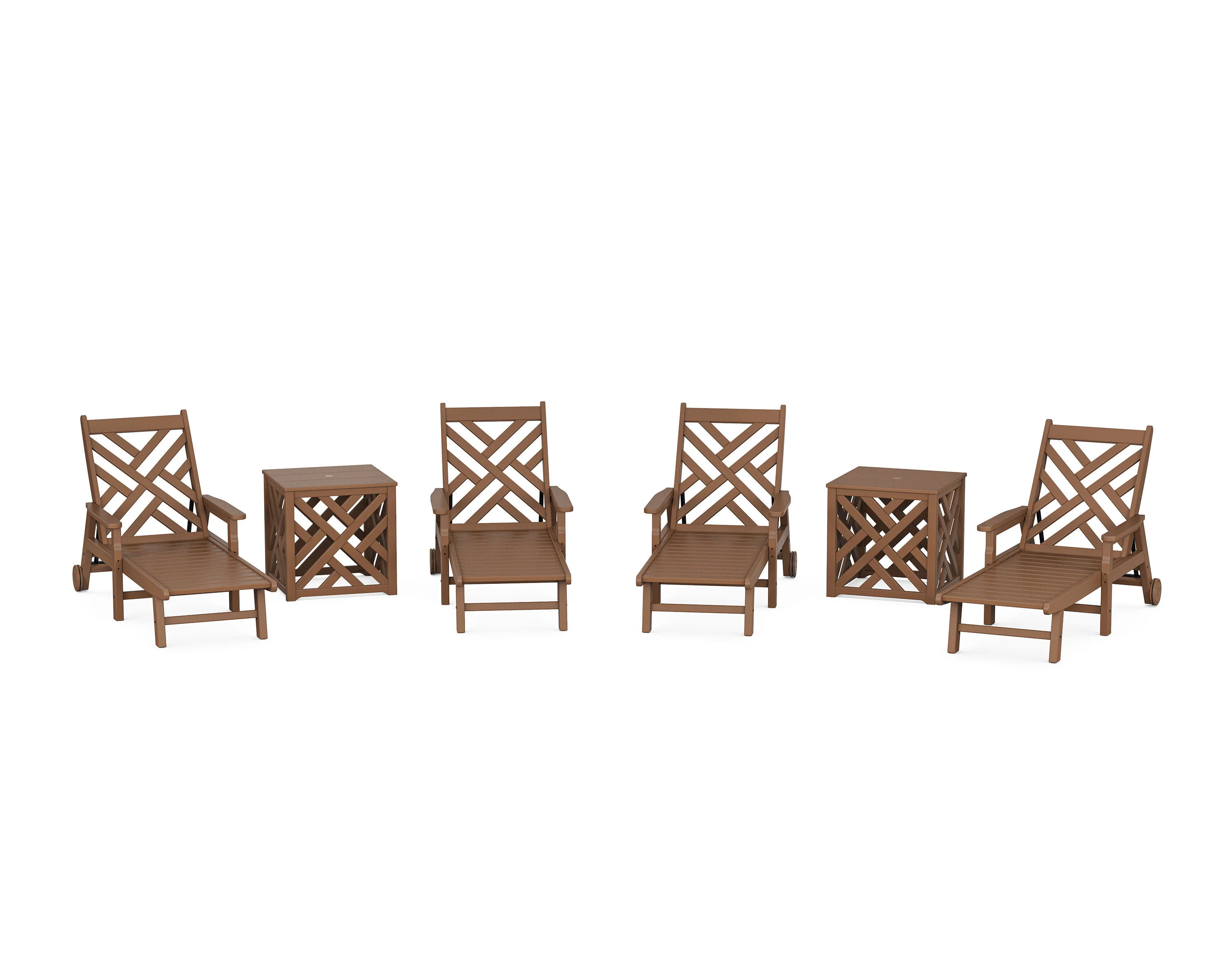 Chippendale 6-Piece Chaise Set with Umbrella Stand Accent Table - Image 7
