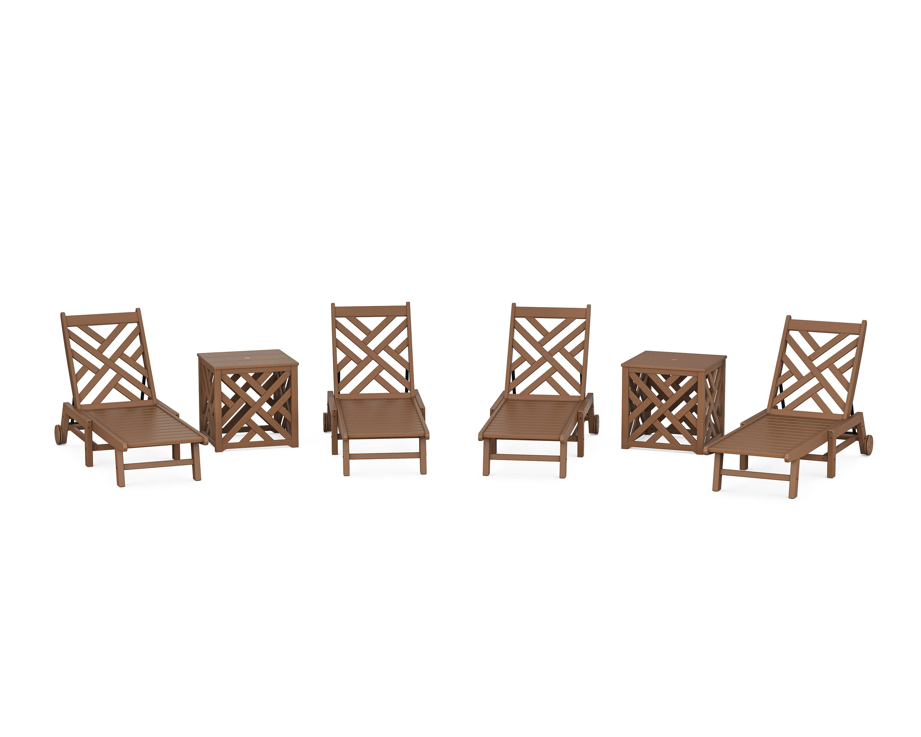Chippendale 6-Piece Chaise Set with Wheels and Umbrella Stand Accent Table - Image 7