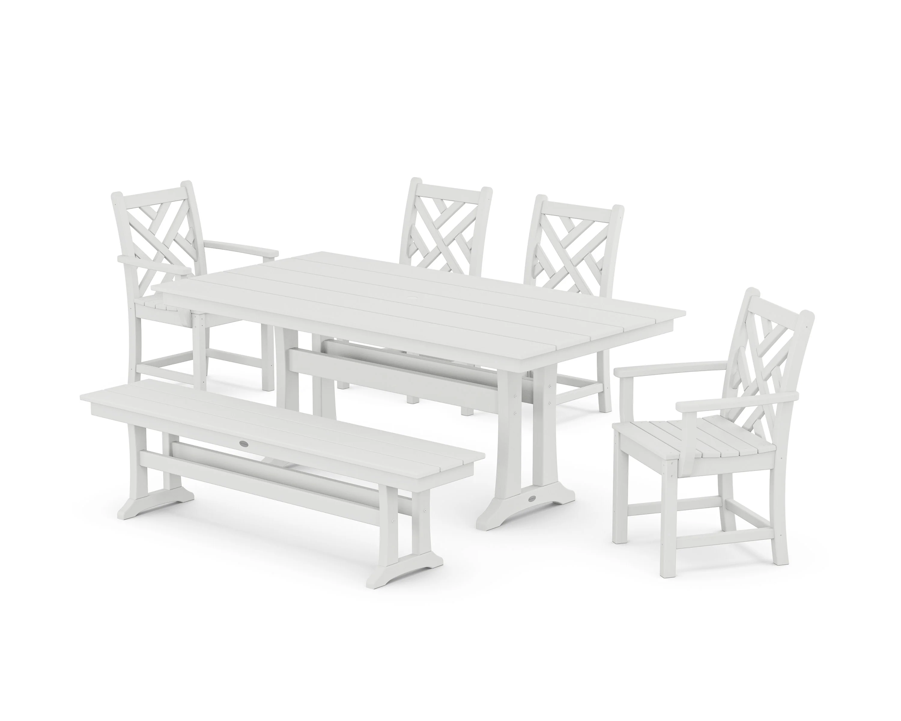 Chippendale 6-Piece Farmhouse Dining Set With Trestle Legs - Image 7