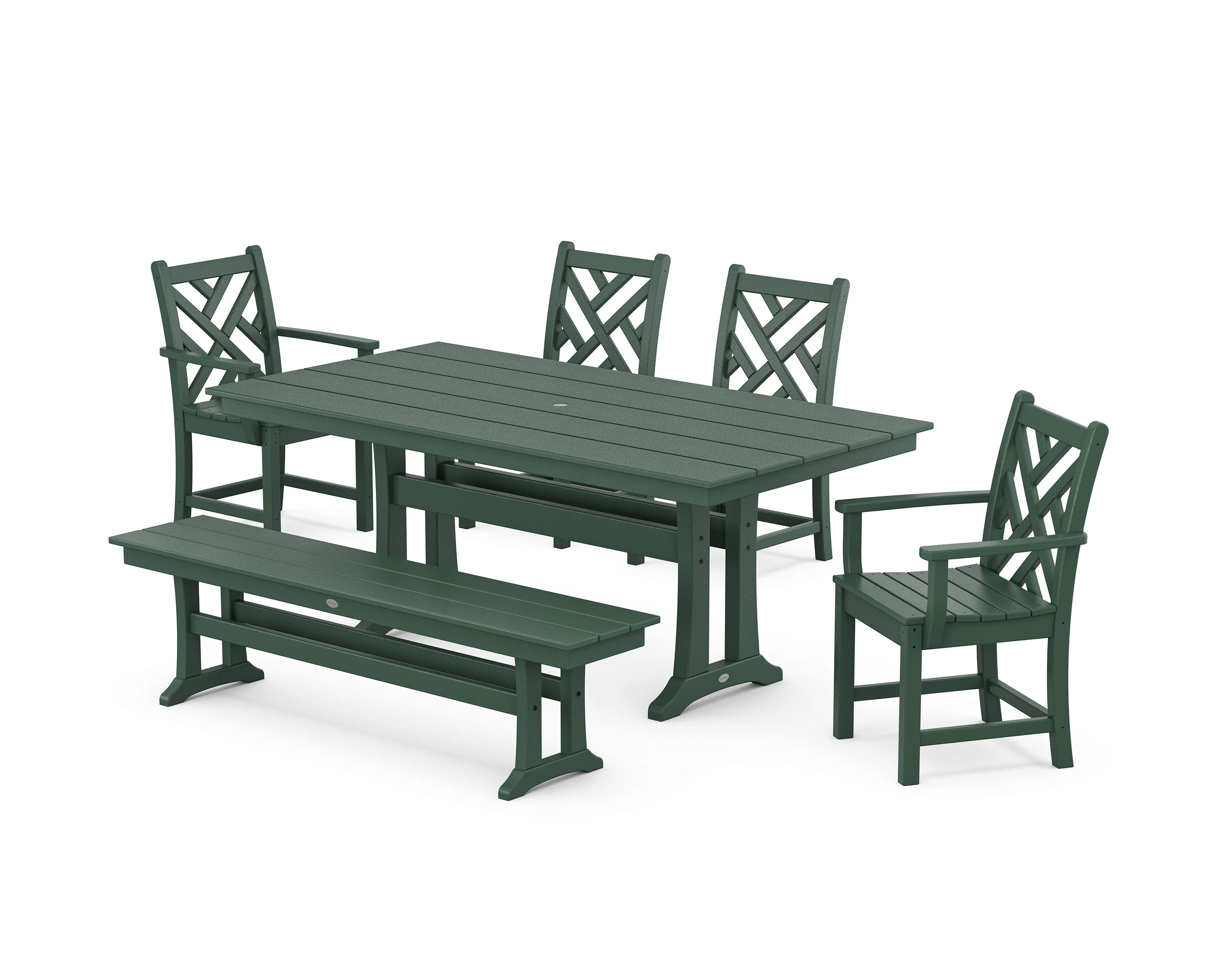 Chippendale 6-Piece Farmhouse Dining Set With Trestle Legs - Image 8