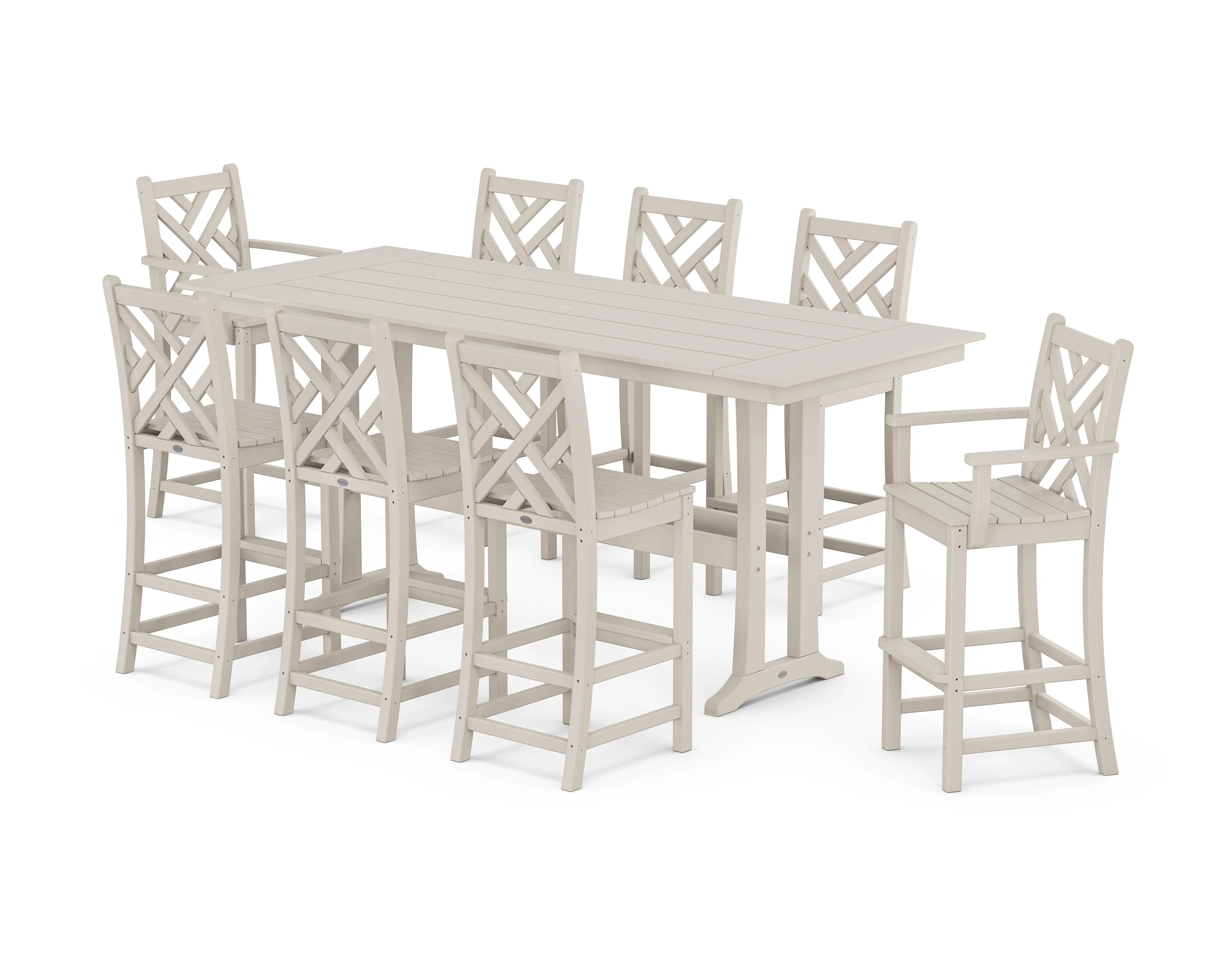 Chippendale 9-Piece Farmhouse Bar Set with Trestle Legs - Image 4