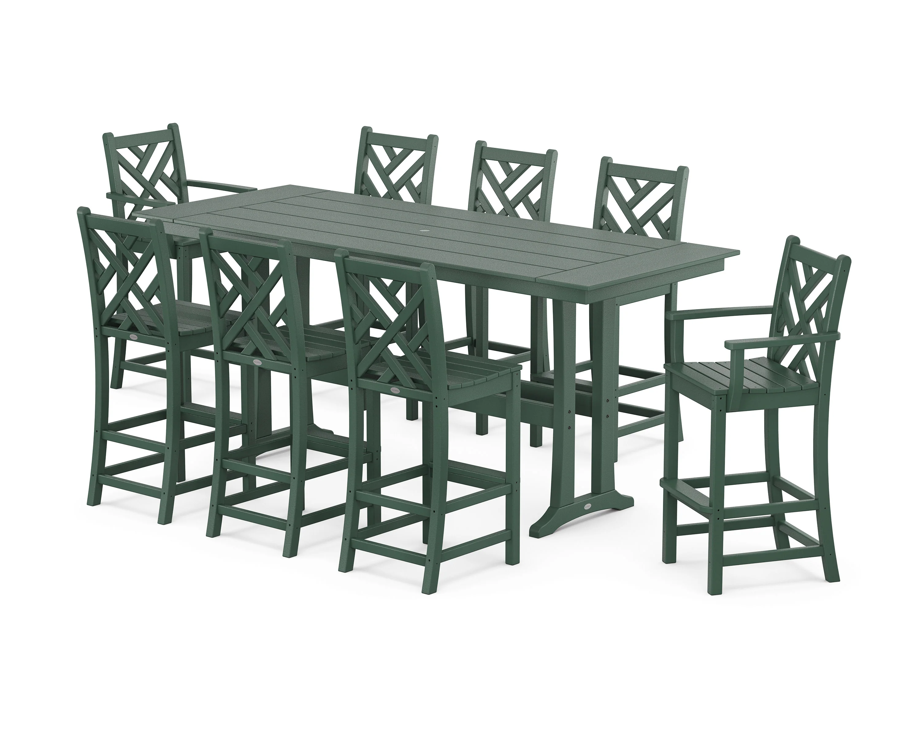 Chippendale 9-Piece Farmhouse Bar Set with Trestle Legs - Image 5