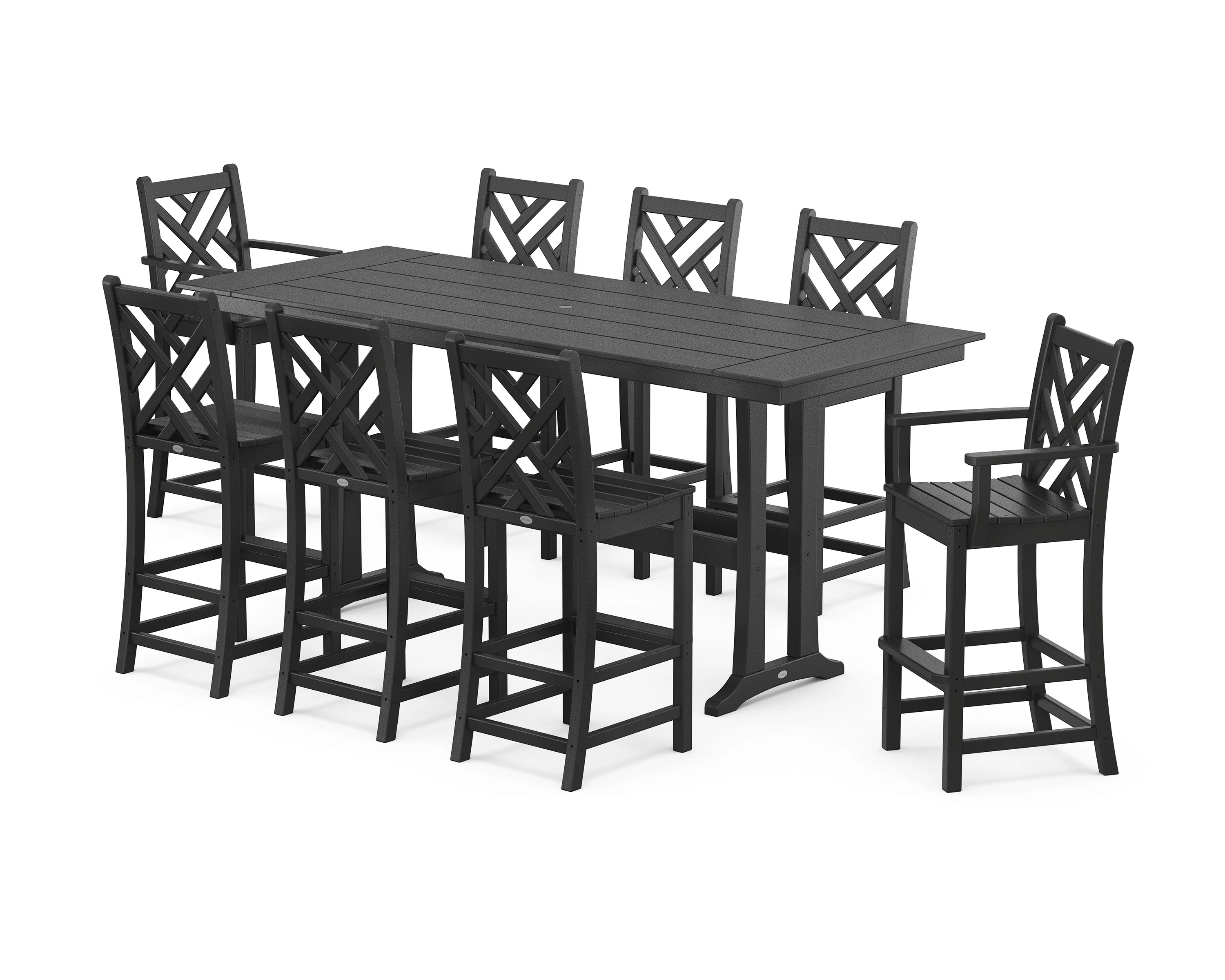 Chippendale 9-Piece Farmhouse Bar Set with Trestle Legs - Image 6