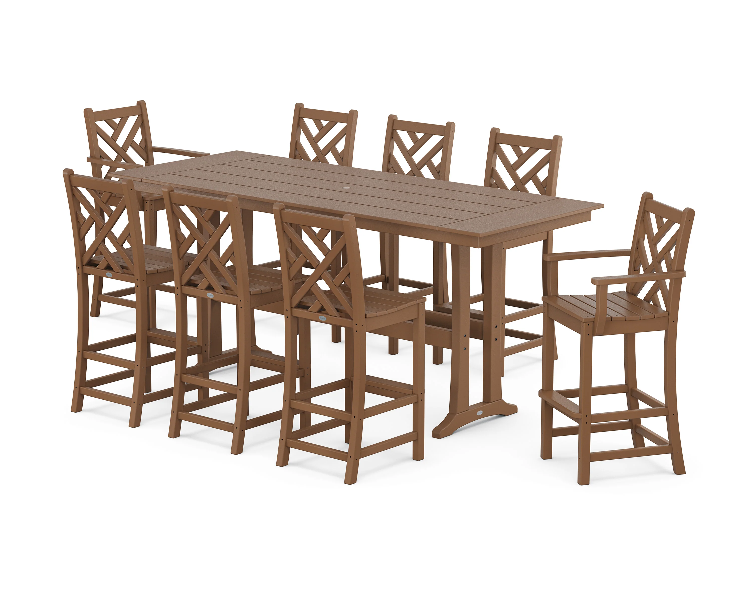 Chippendale 9-Piece Farmhouse Bar Set with Trestle Legs - Image 7