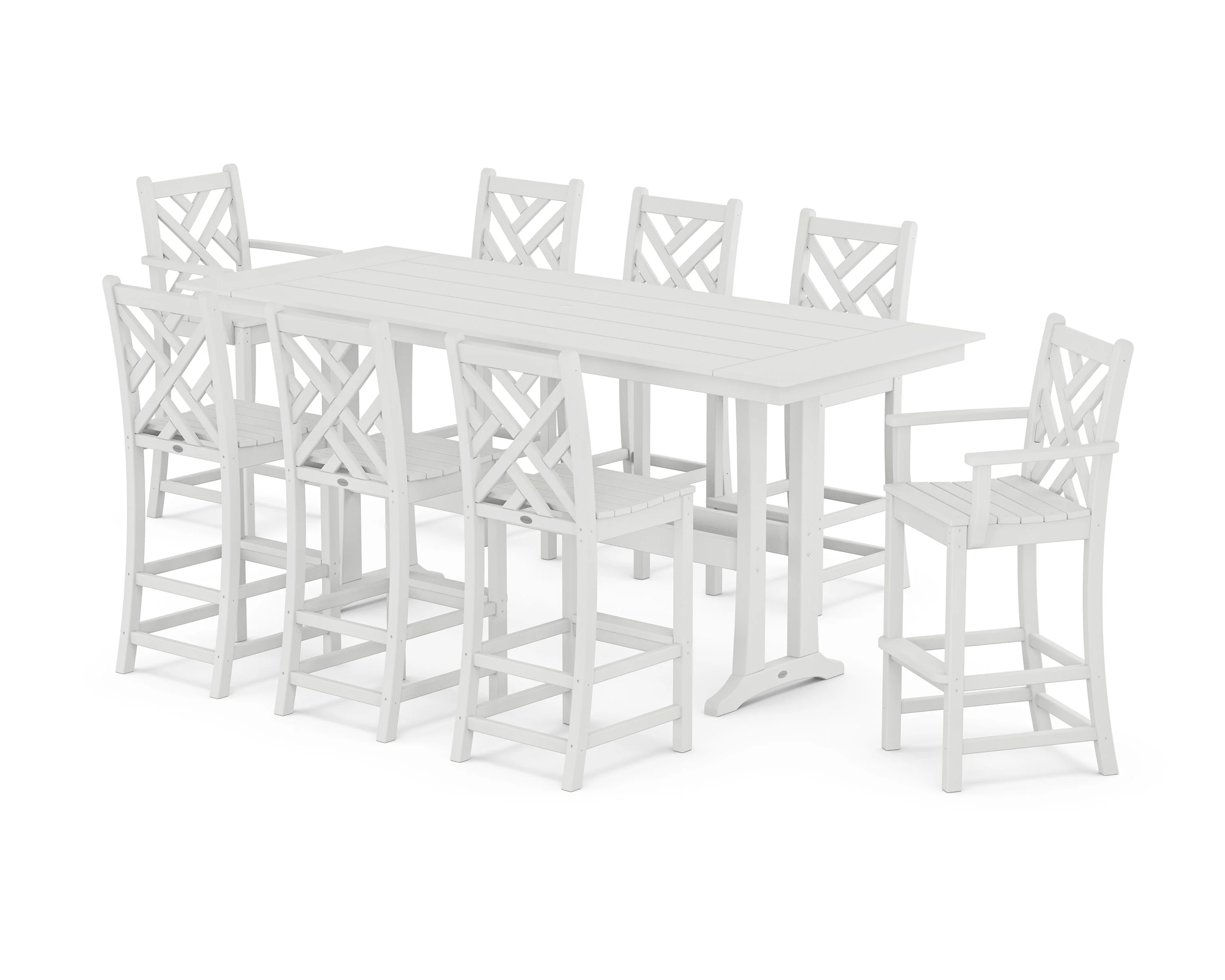 Chippendale 9-Piece Farmhouse Bar Set with Trestle Legs - Image 8