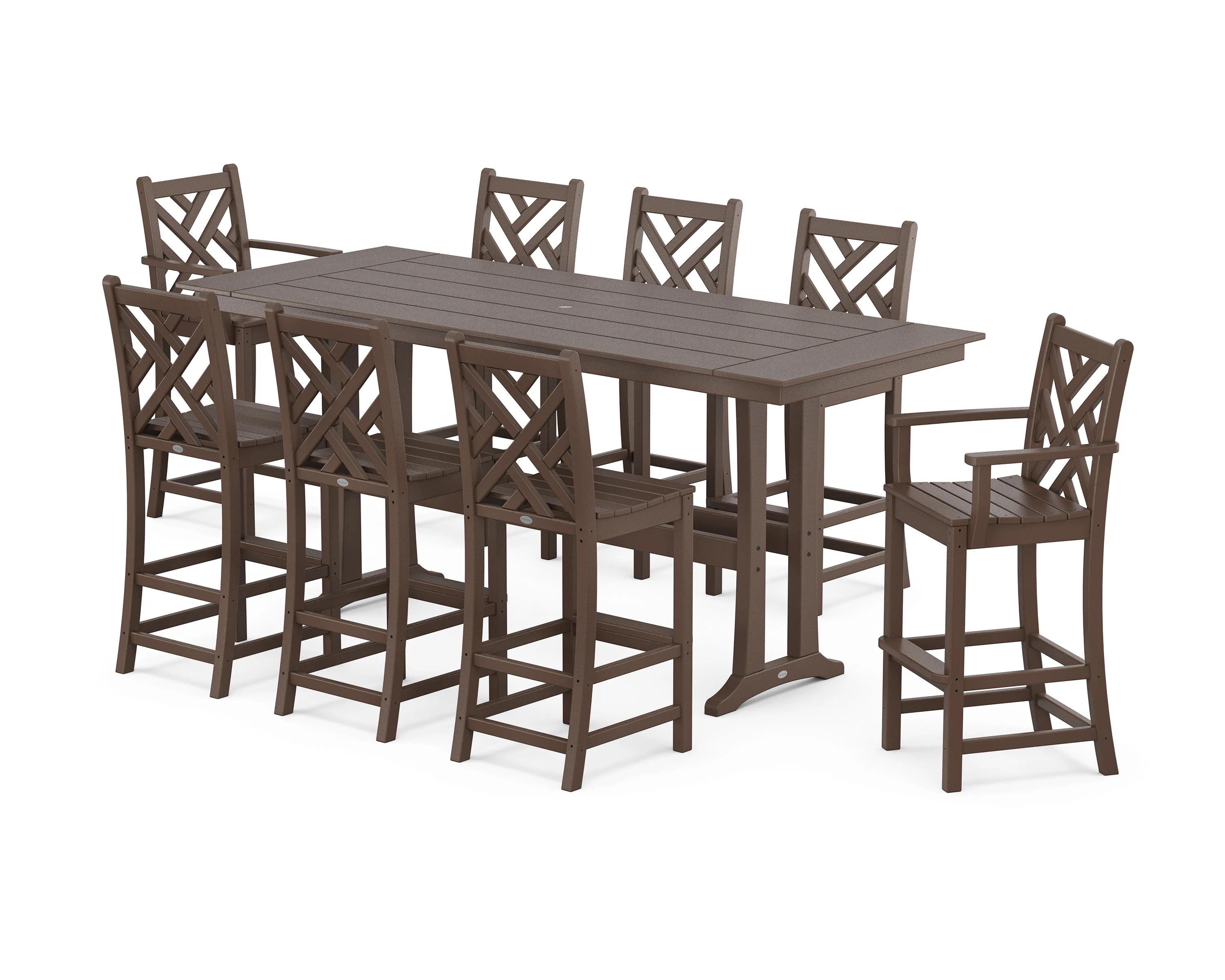 Chippendale 9-Piece Farmhouse Bar Set with Trestle Legs - Image 9
