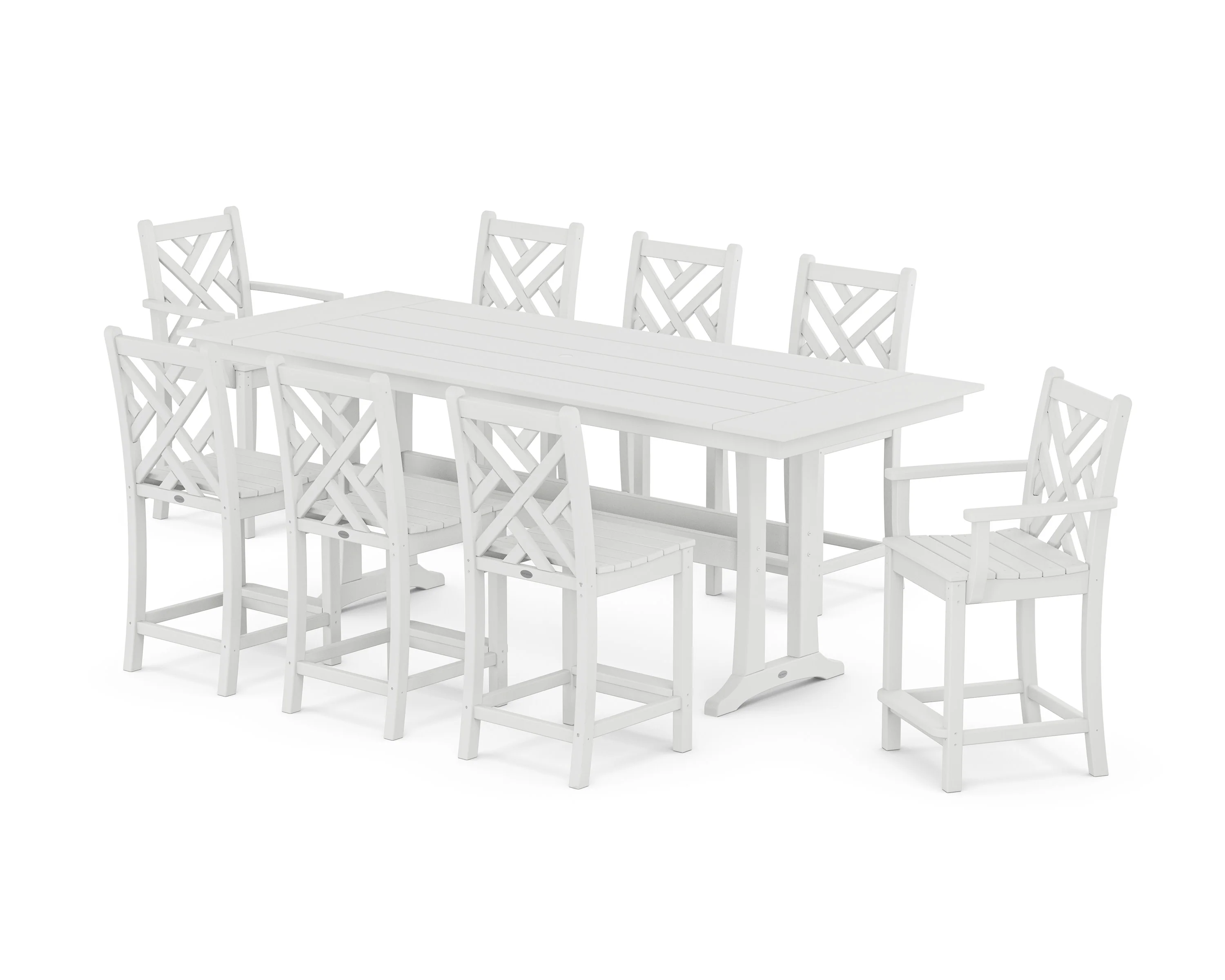 Chippendale 9-Piece Farmhouse Counter Set with Trestle Legs - Image 4