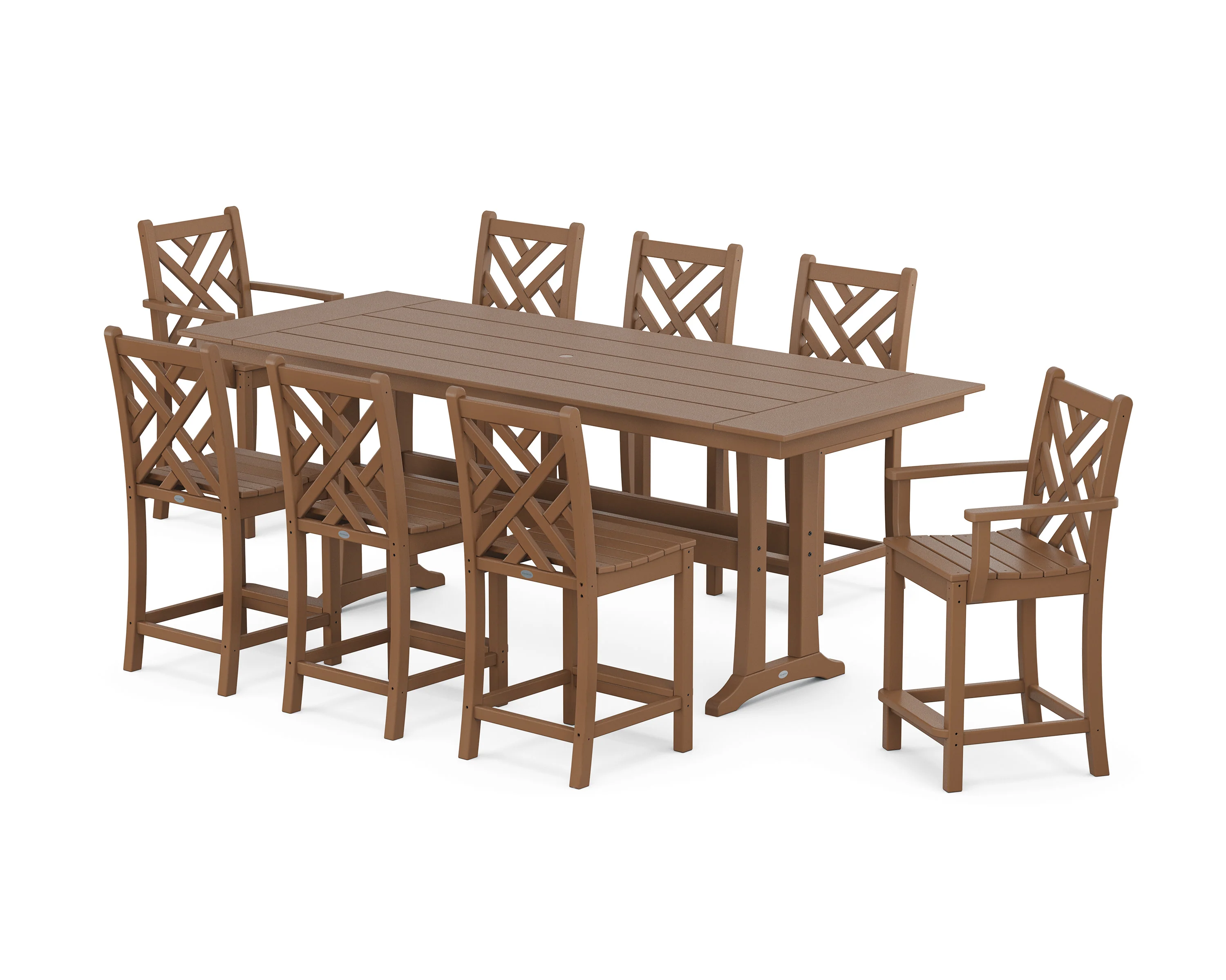 Chippendale 9-Piece Farmhouse Counter Set with Trestle Legs - Image 7