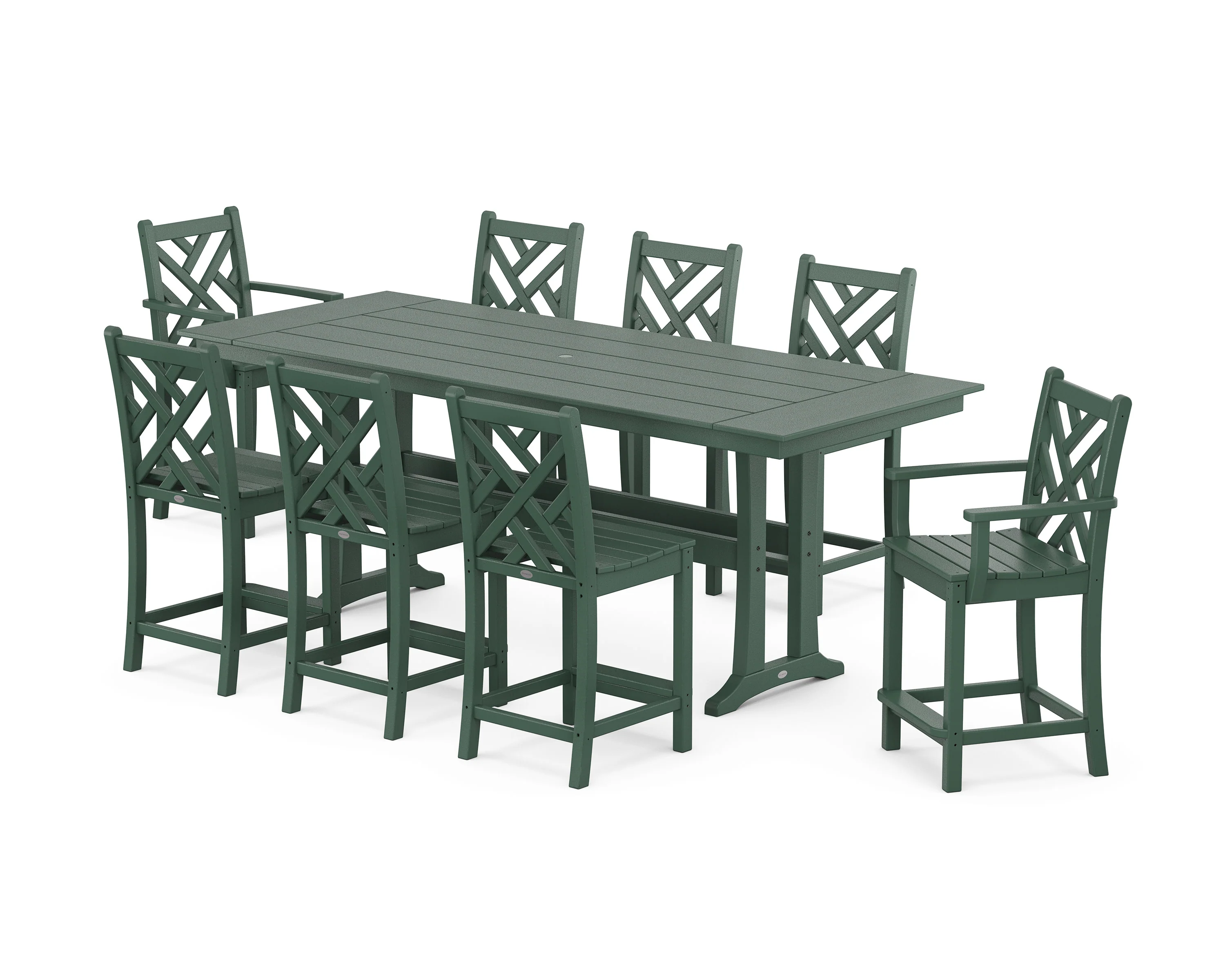 Chippendale 9-Piece Farmhouse Counter Set with Trestle Legs - Image 8