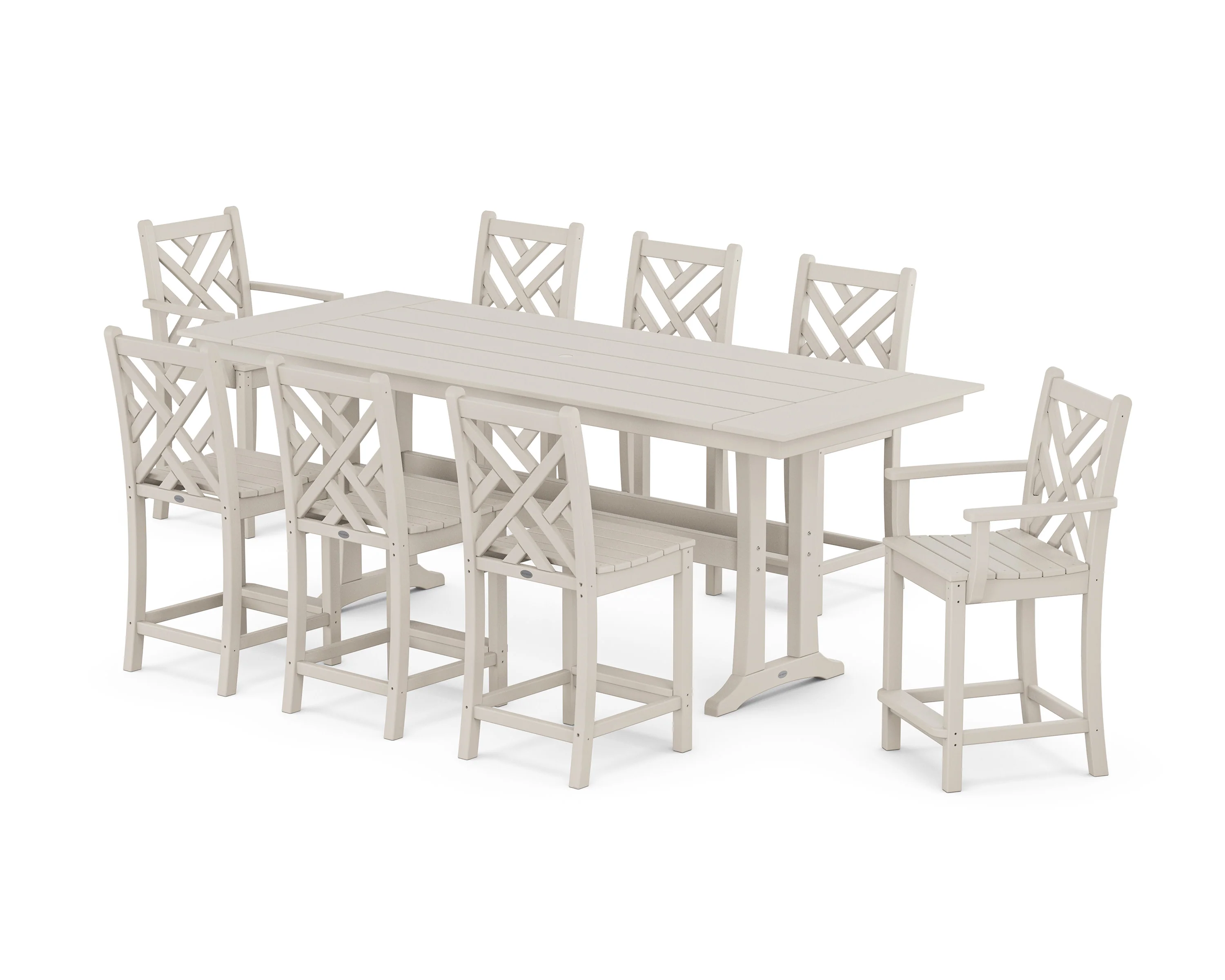 Chippendale 9-Piece Farmhouse Counter Set with Trestle Legs - Image 9