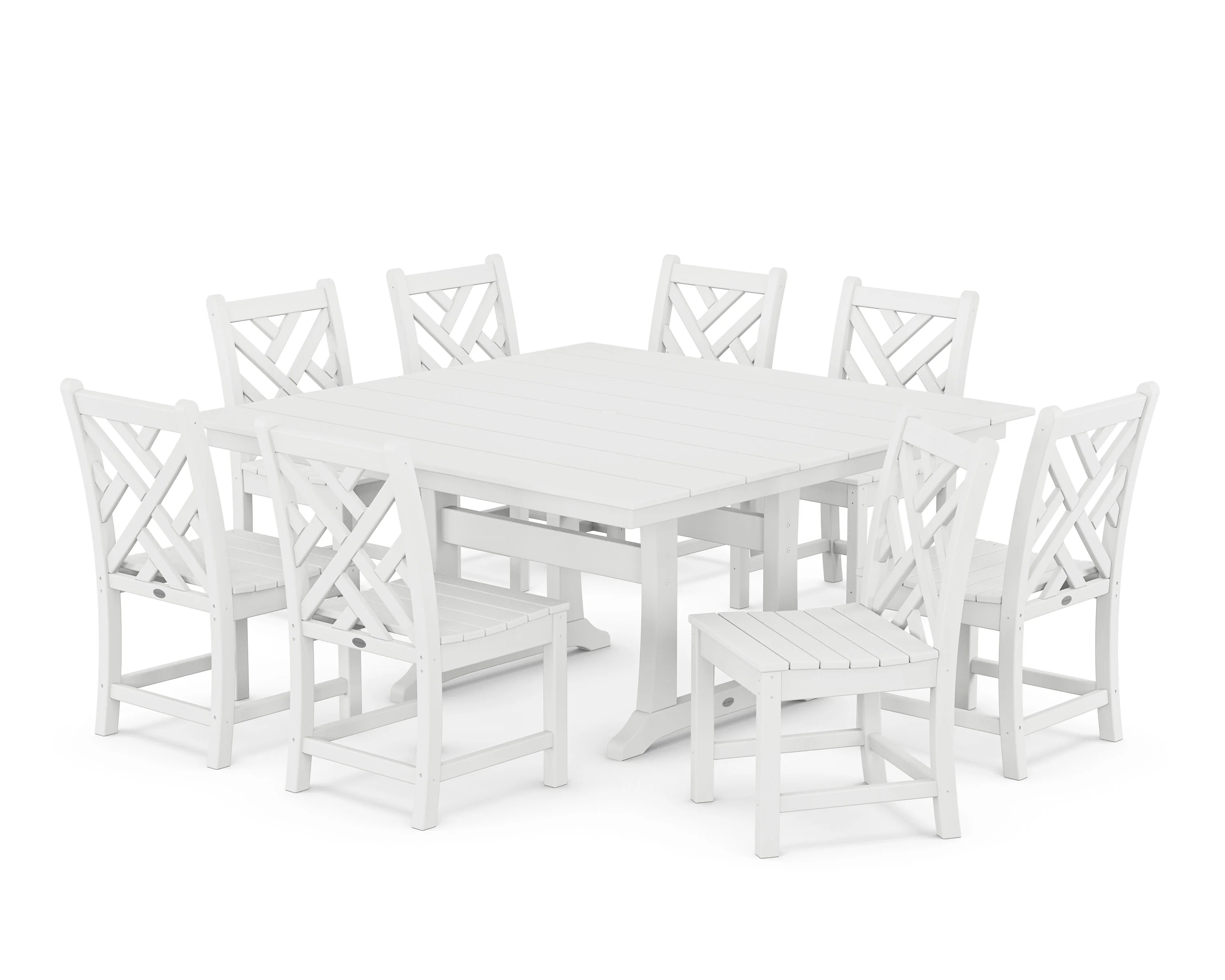 Chippendale 9-Piece Farmhouse Trestle Dining Set - Image 4