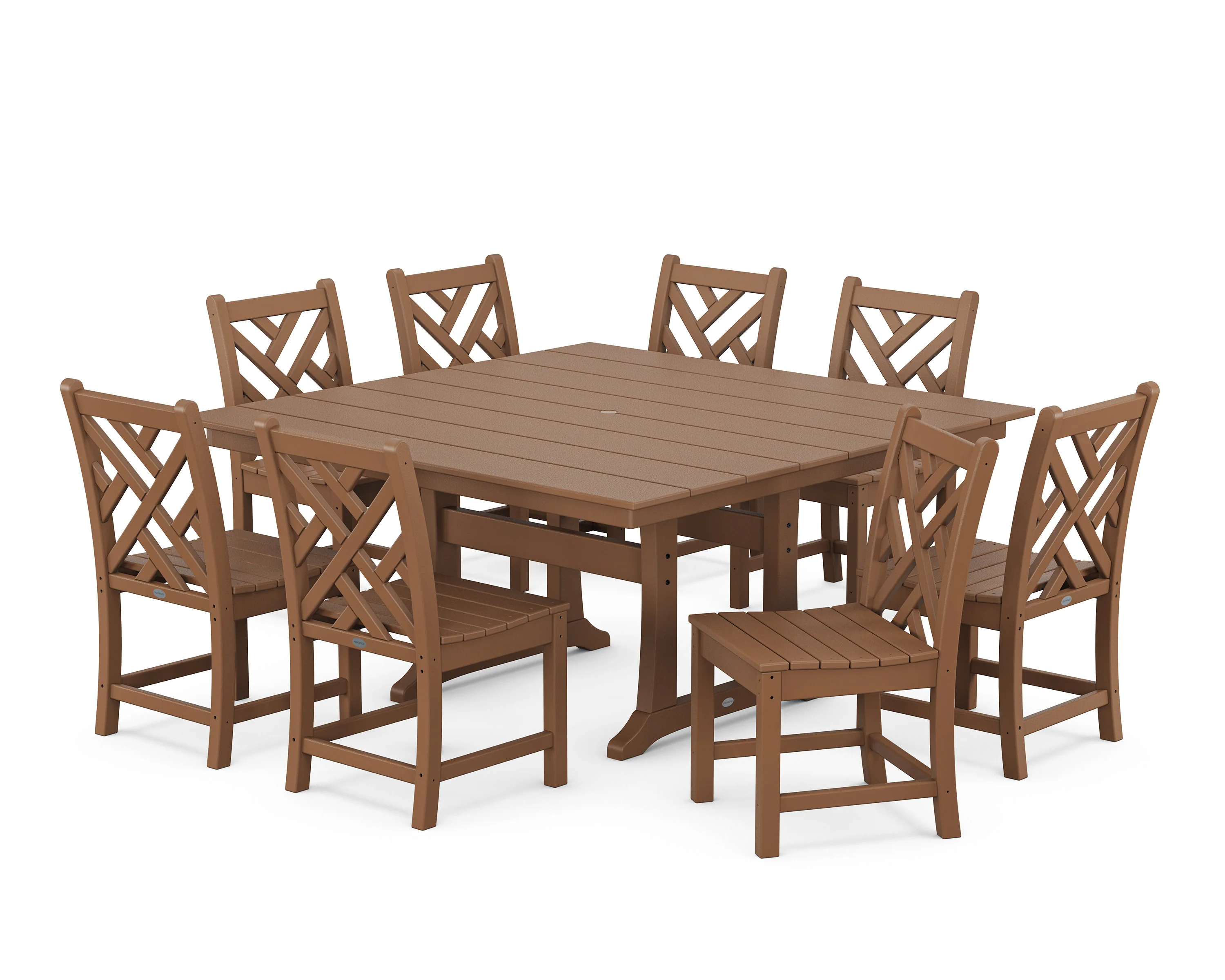 Chippendale 9-Piece Farmhouse Trestle Dining Set - Image 6