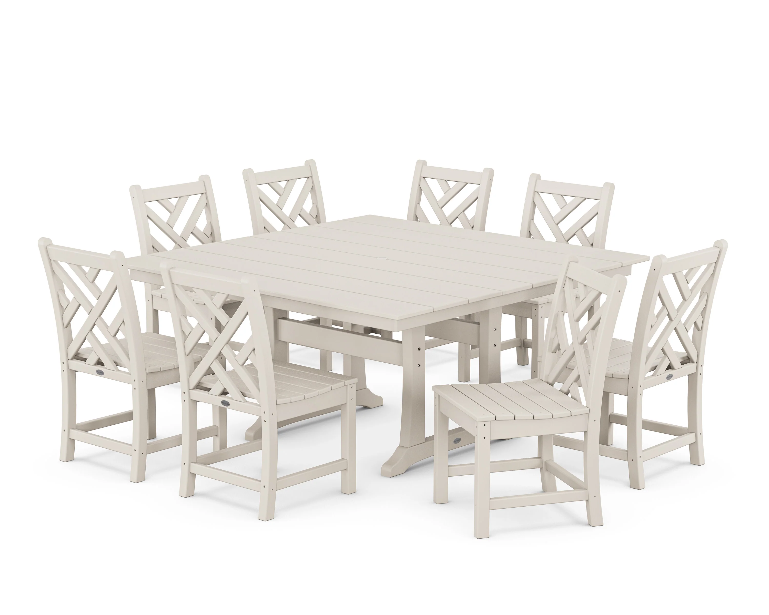 Chippendale 9-Piece Farmhouse Trestle Dining Set - Image 7