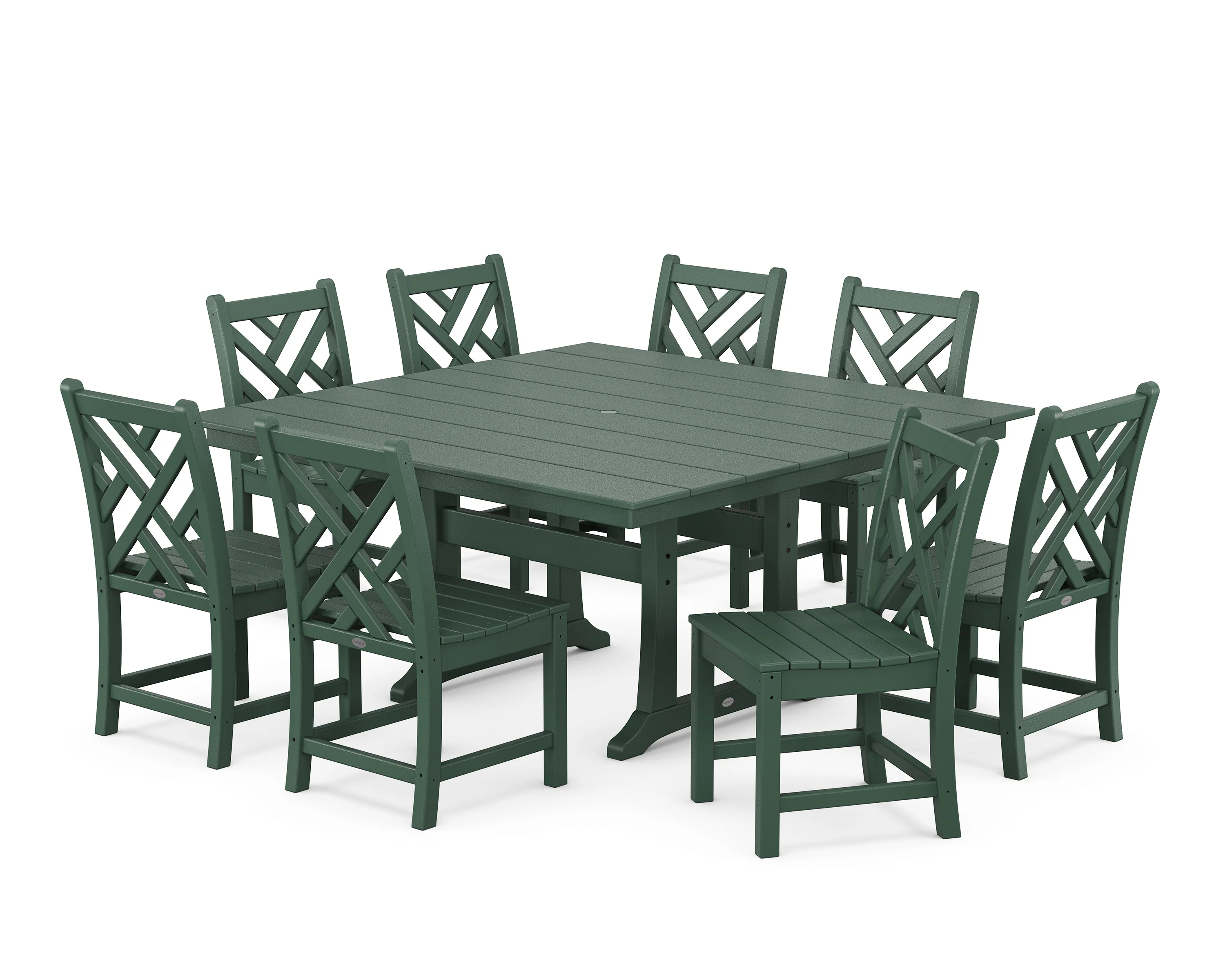 Chippendale 9-Piece Farmhouse Trestle Dining Set - Image 9