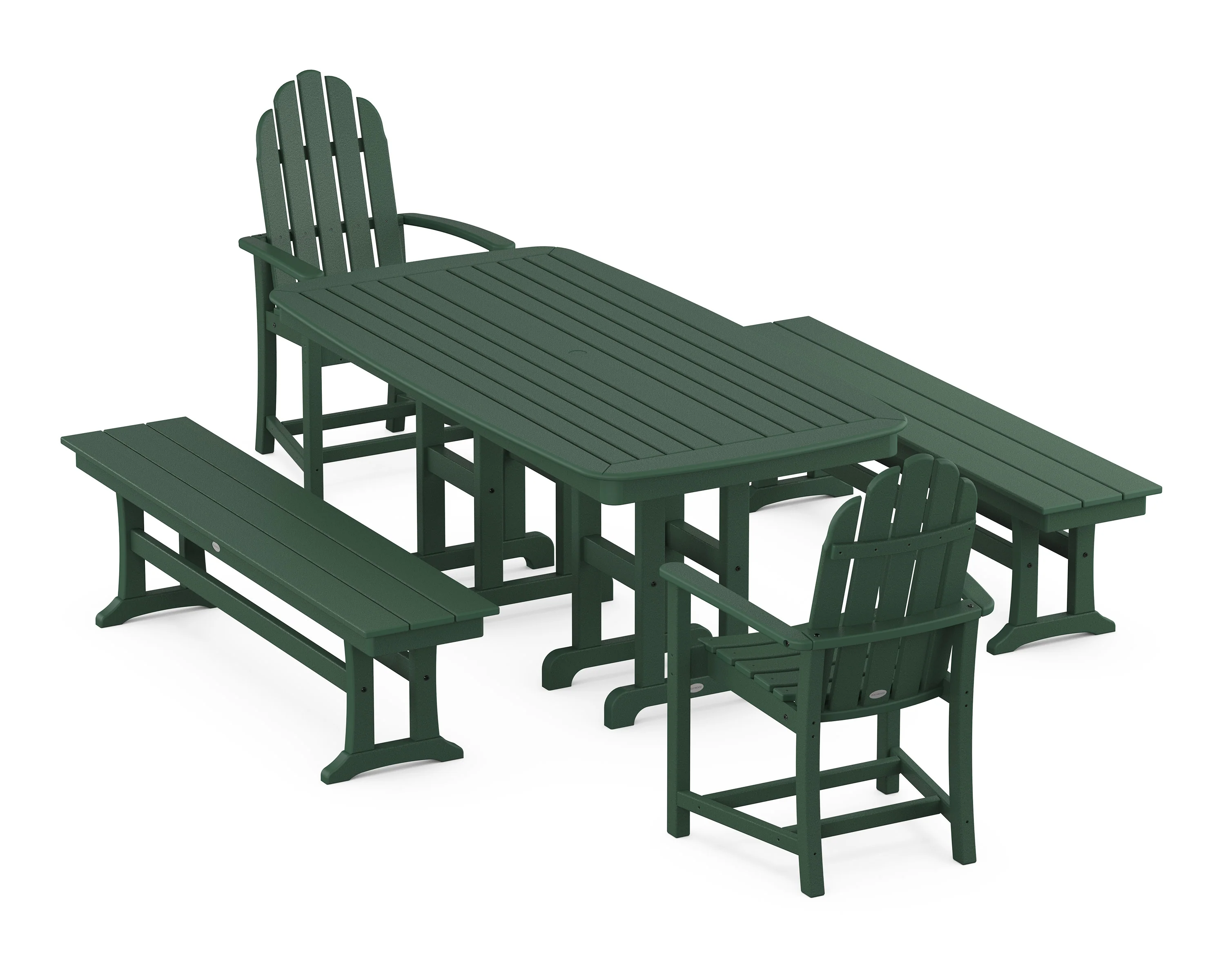 Classic Adirondack 5-Piece Dining Set with Benches - Image 6