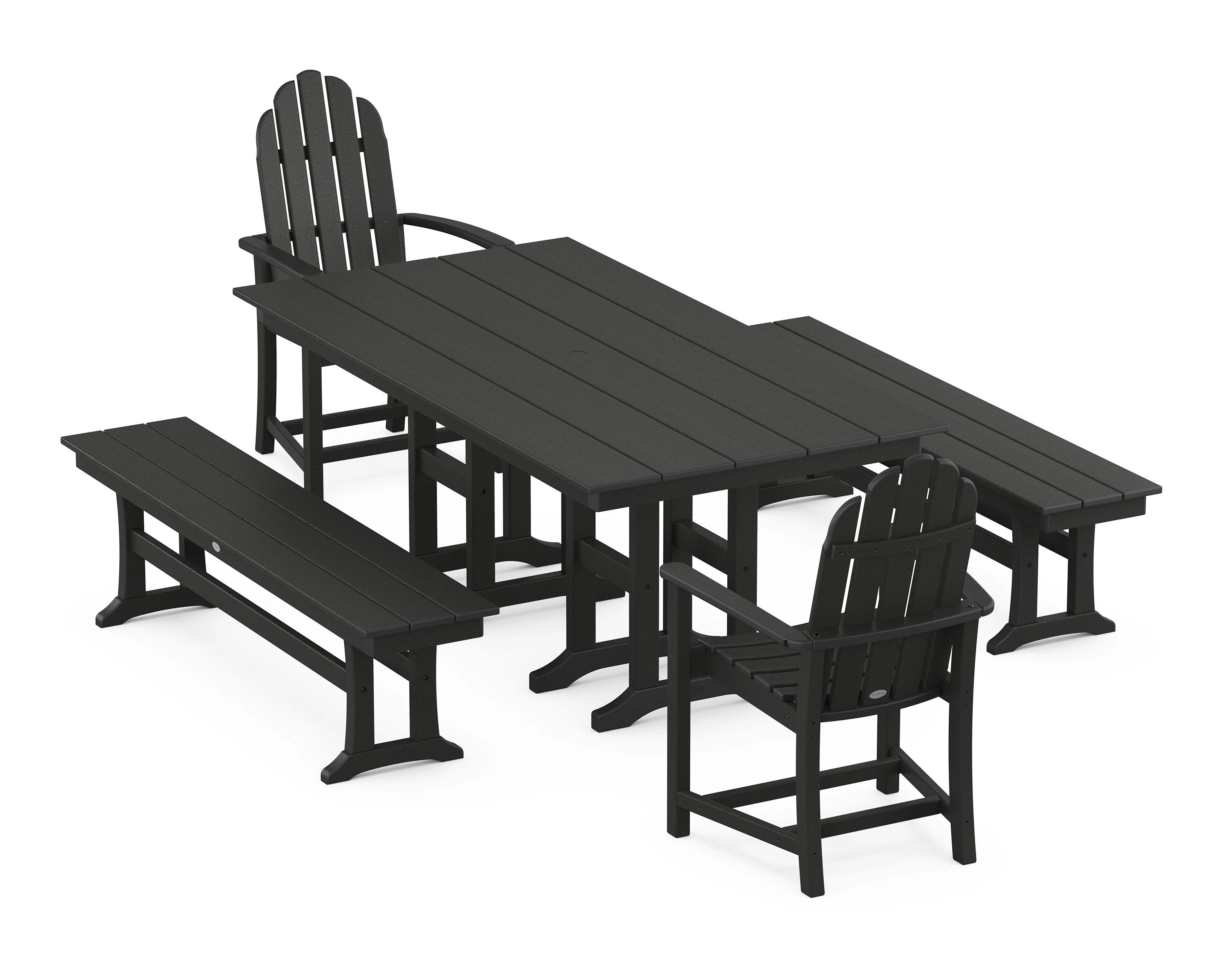 Classic Adirondack 5-Piece Farmhouse Dining Set with Benches - Image 4