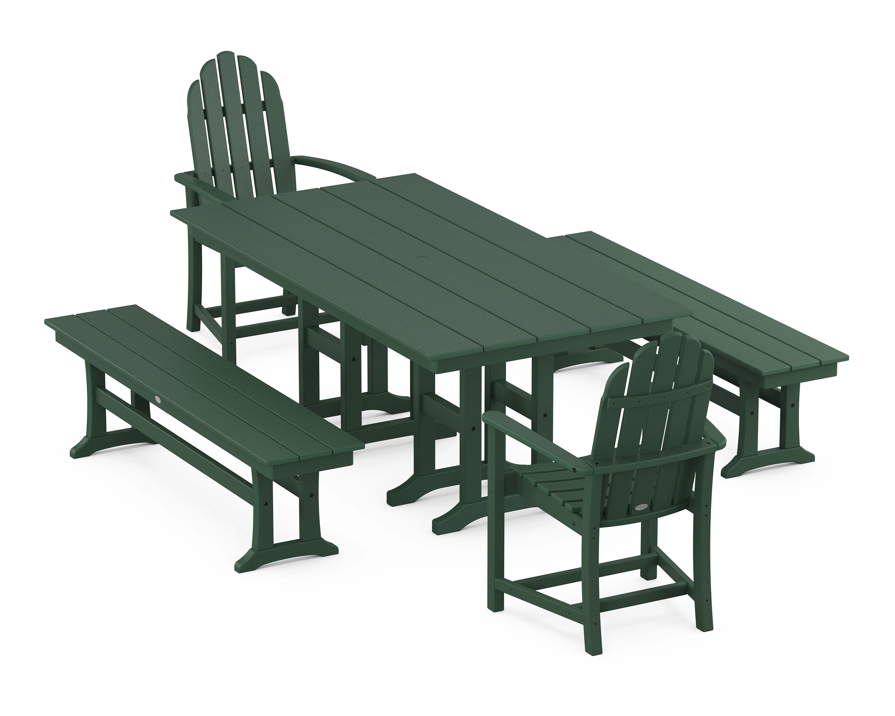 Classic Adirondack 5-Piece Farmhouse Dining Set with Benches - Image 5