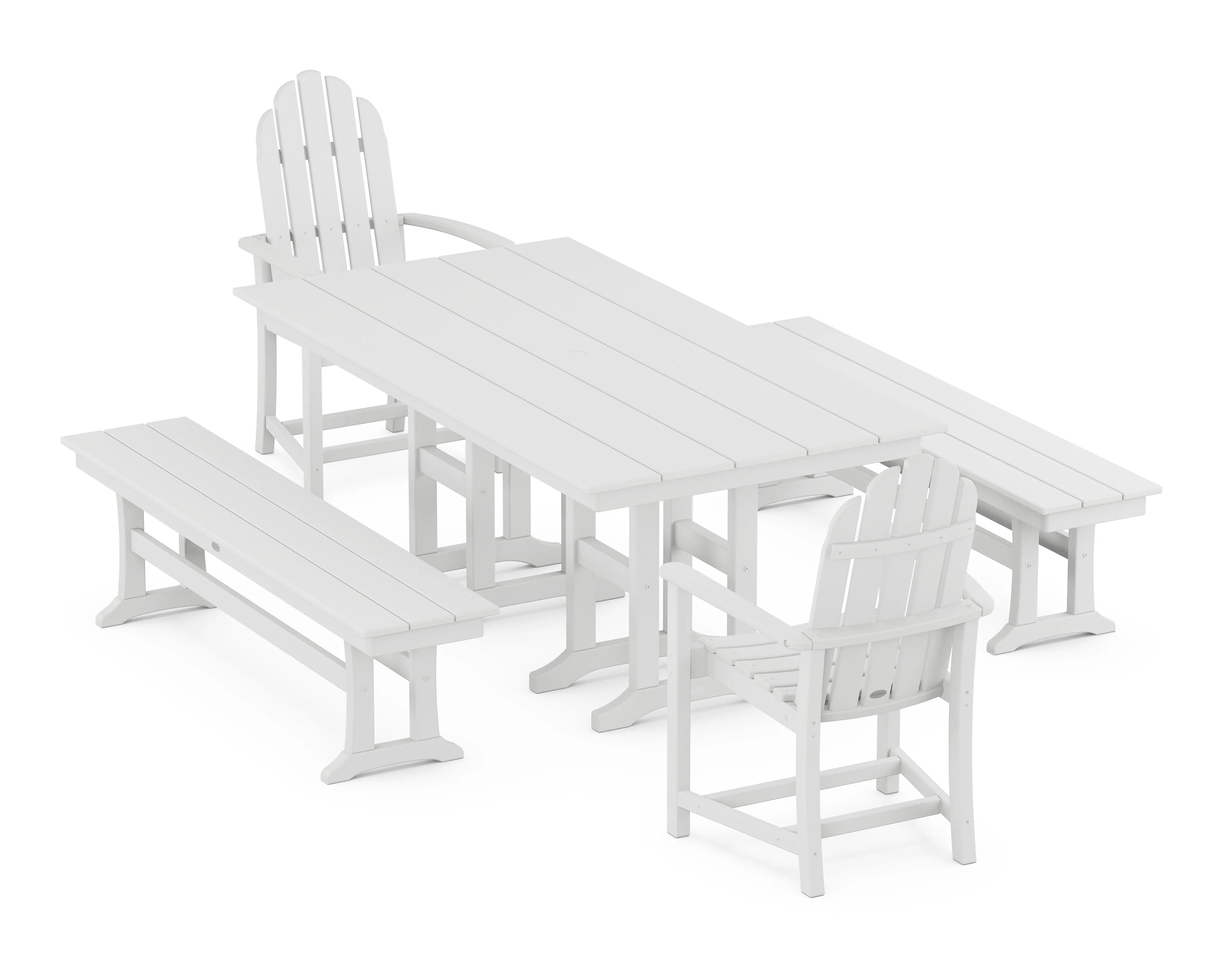 Classic Adirondack 5-Piece Farmhouse Dining Set with Benches - Image 6