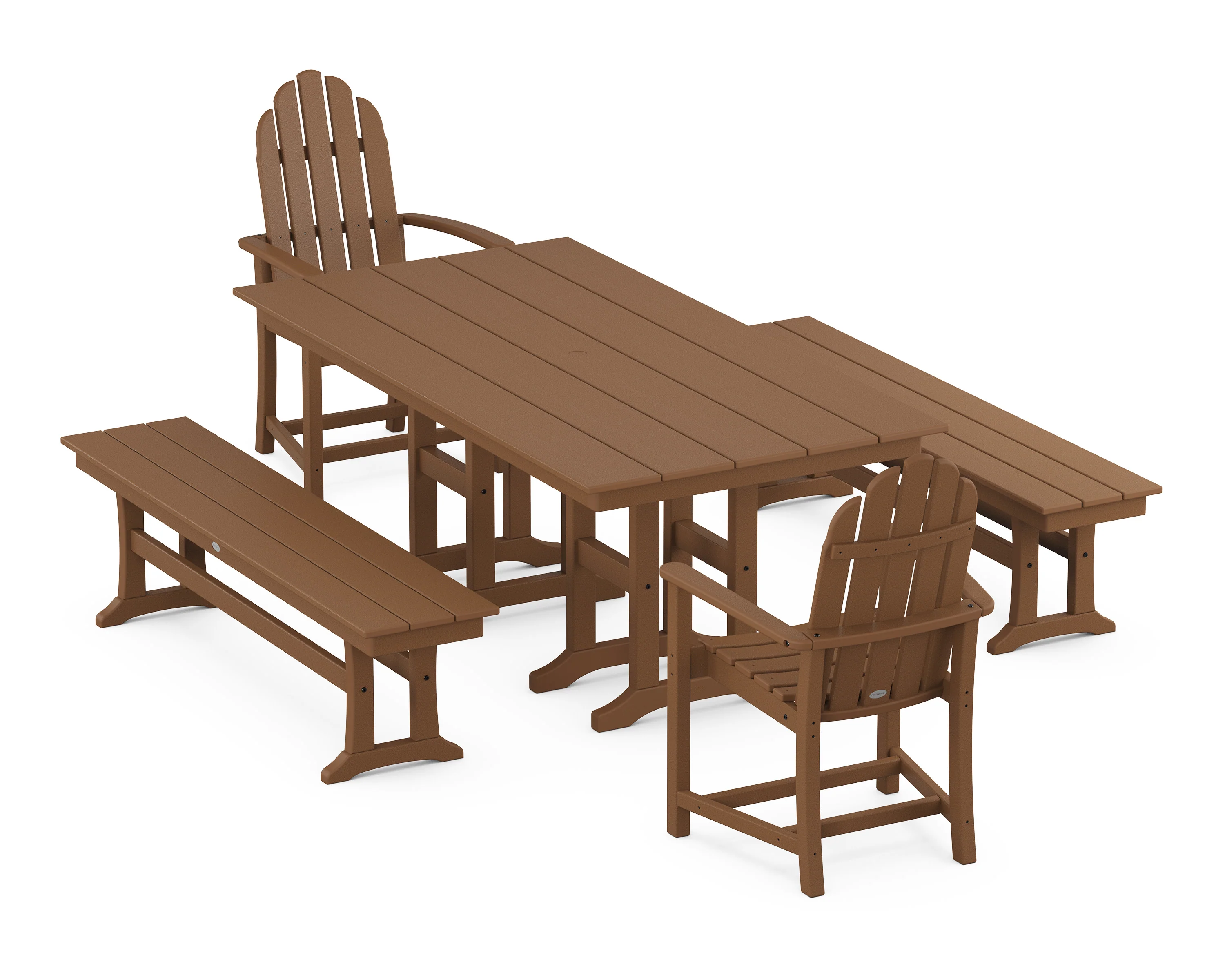 Classic Adirondack 5-Piece Farmhouse Dining Set with Benches - Image 7