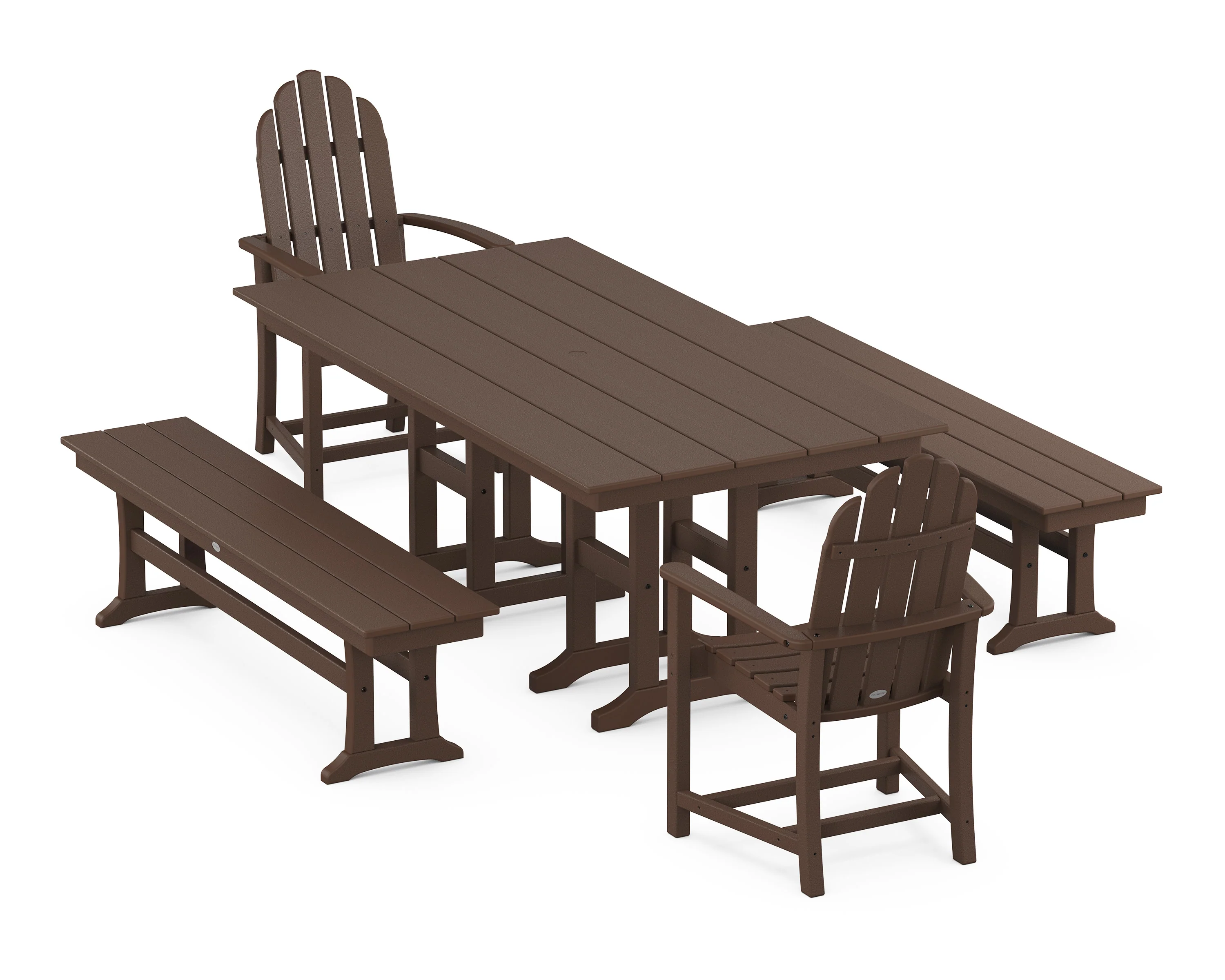Classic Adirondack 5-Piece Farmhouse Dining Set with Benches - Image 8