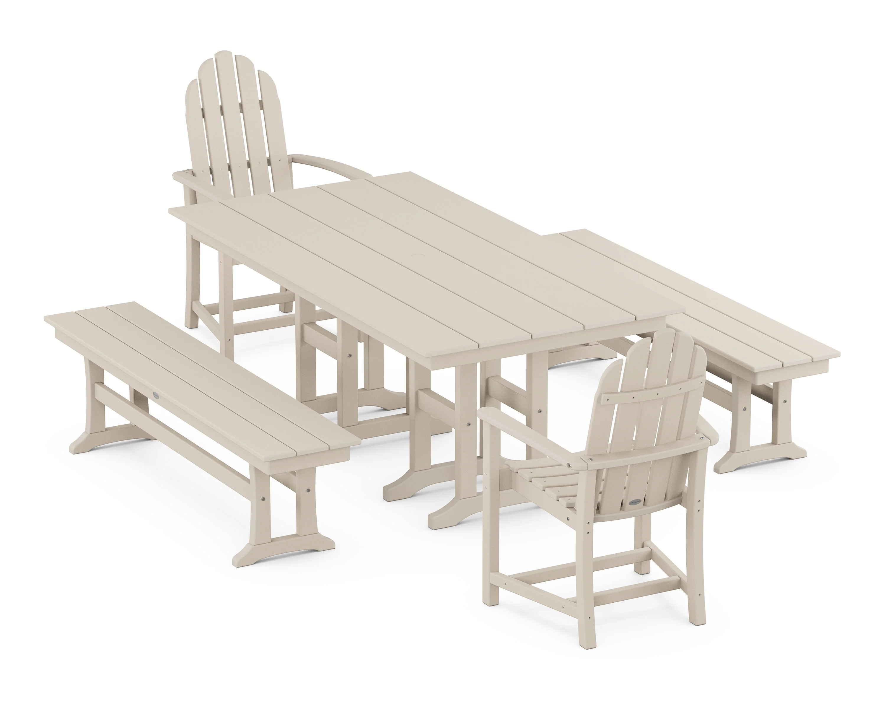 Classic Adirondack 5-Piece Farmhouse Dining Set with Benches - Image 9