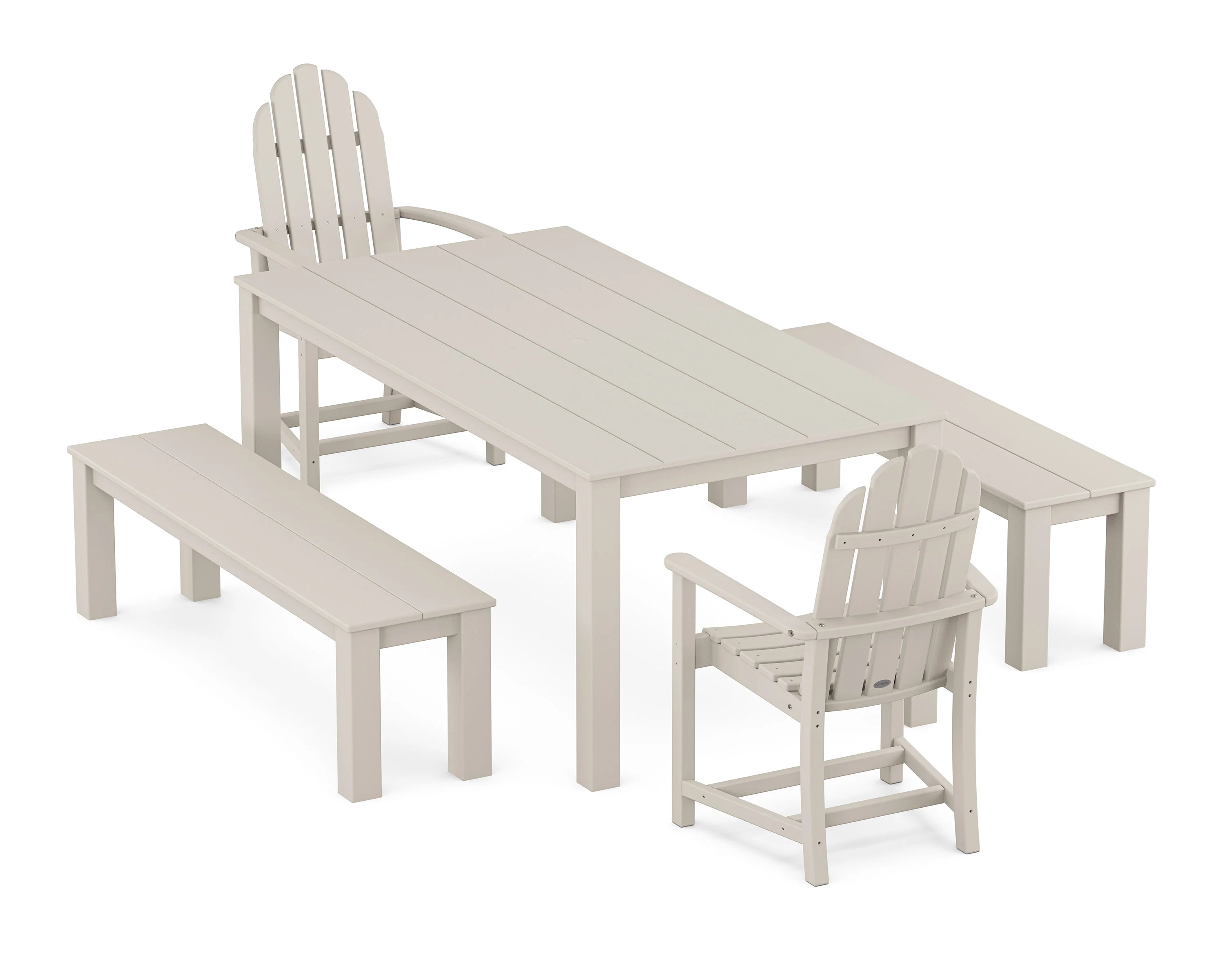 Classic Adirondack 5-Piece Parsons Dining Set with Benches - Image 4