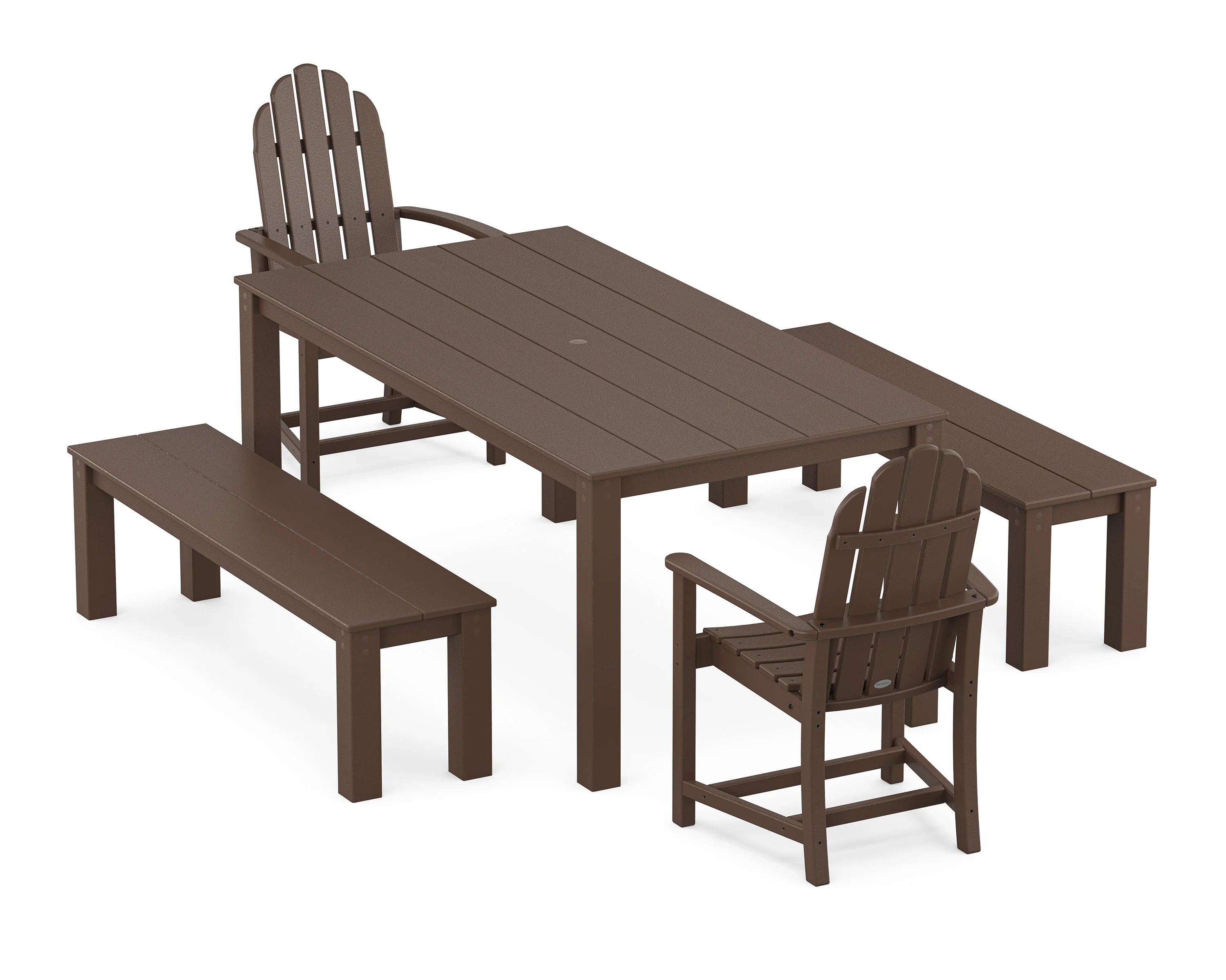 Classic Adirondack 5-Piece Parsons Dining Set with Benches - Image 5